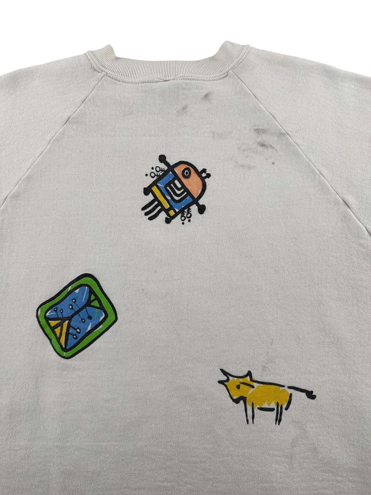 Back of Vintage Animal Print Crewneck SZ M AS IS
