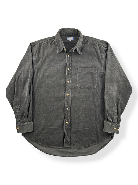 Front of Vintage Black Corduroy Long Sleeve Shirt SZ L