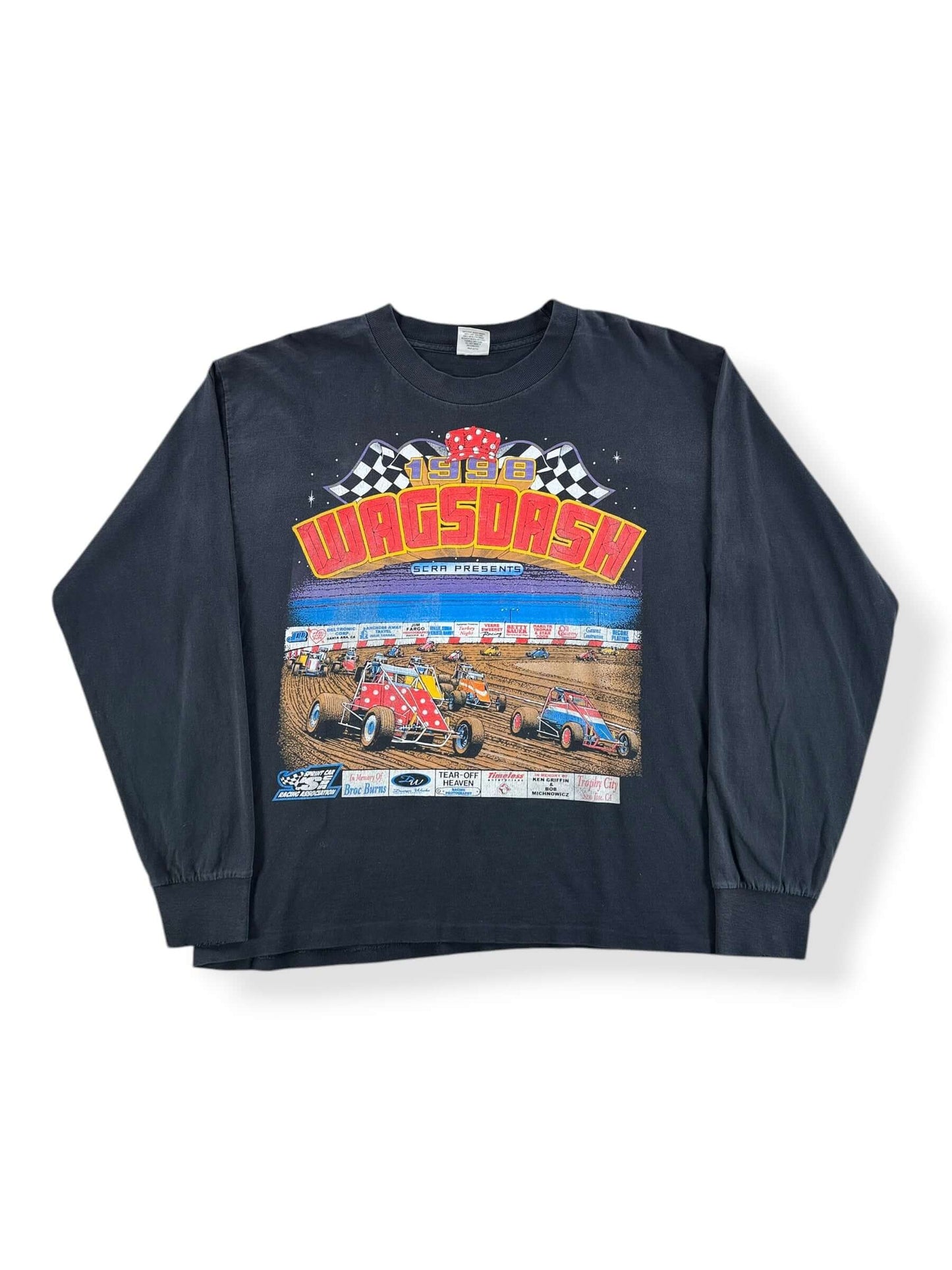 Front of Vintage 1998 Wagsdash Racing Long Sleeve Tee SZ L
