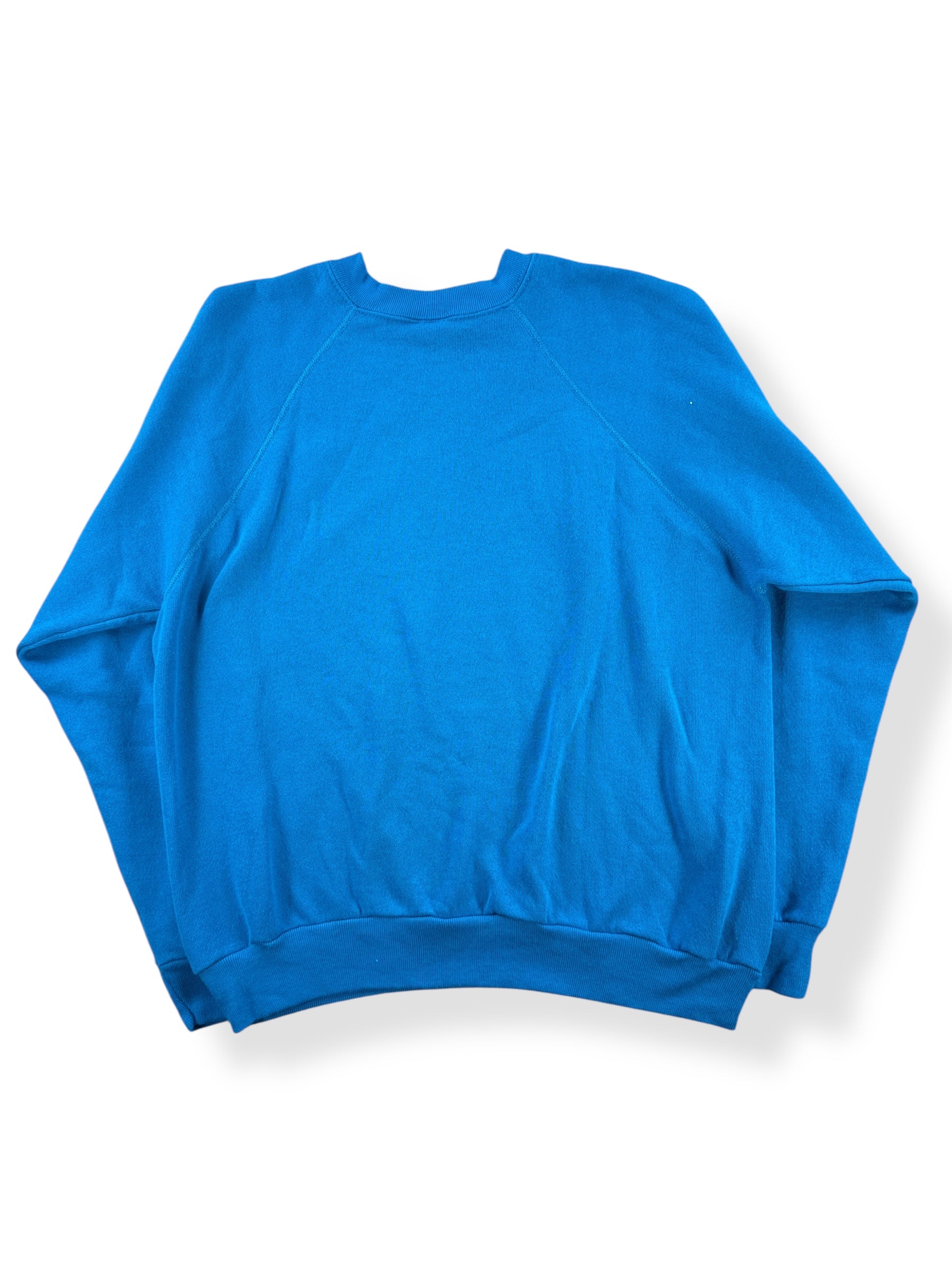 Back of Vintage Tultex Blue Blank Crewneck SZ L