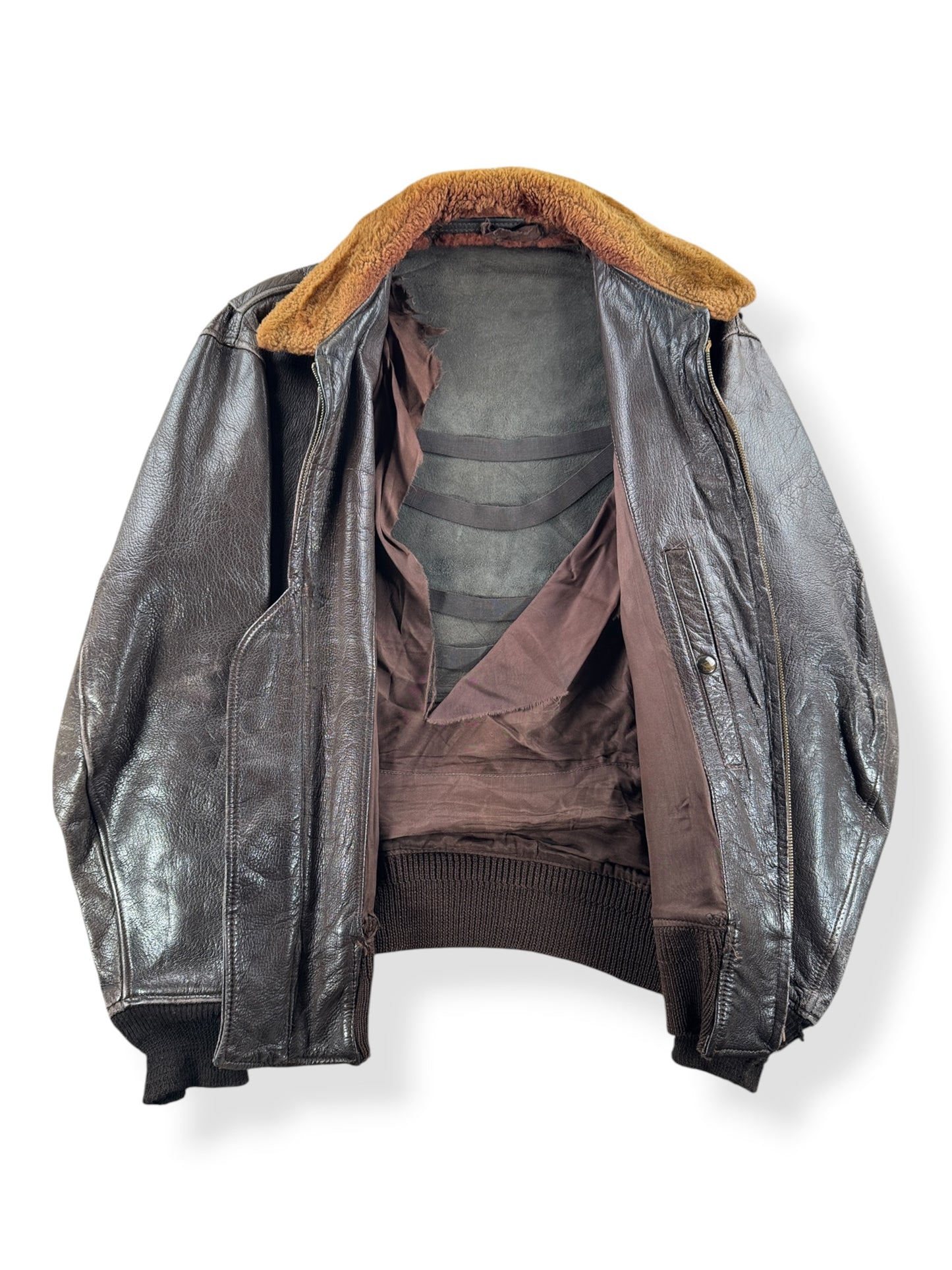 Inside of Vintage Leather M422 Flight Jacket SZ M AS IS