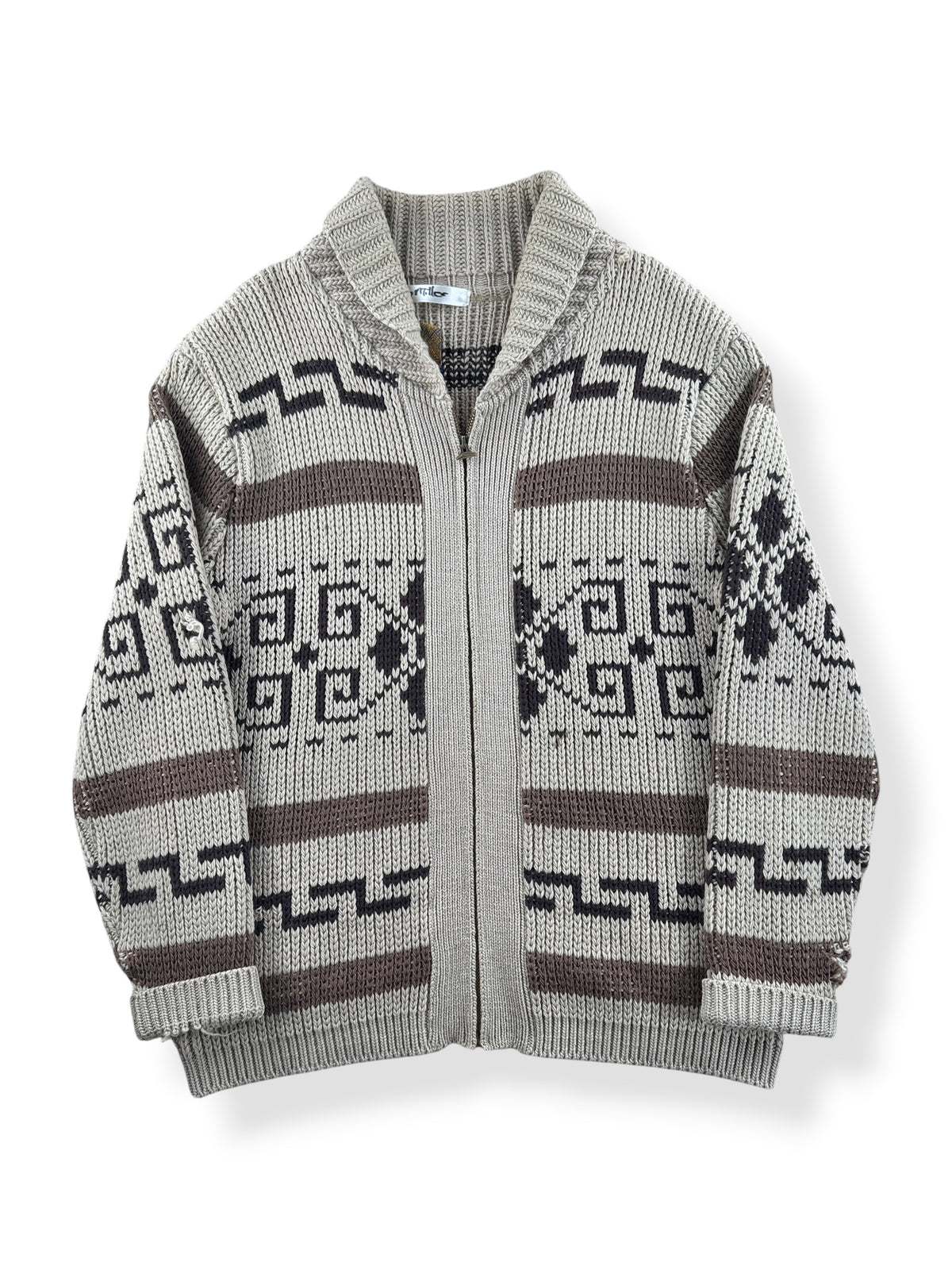 Front of Vintage Pendleton Cowichan Style Lebowski Sweater S L - AS IS