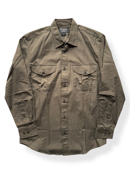 Front of Filson Lightweight Olive Green Shirt SZ S