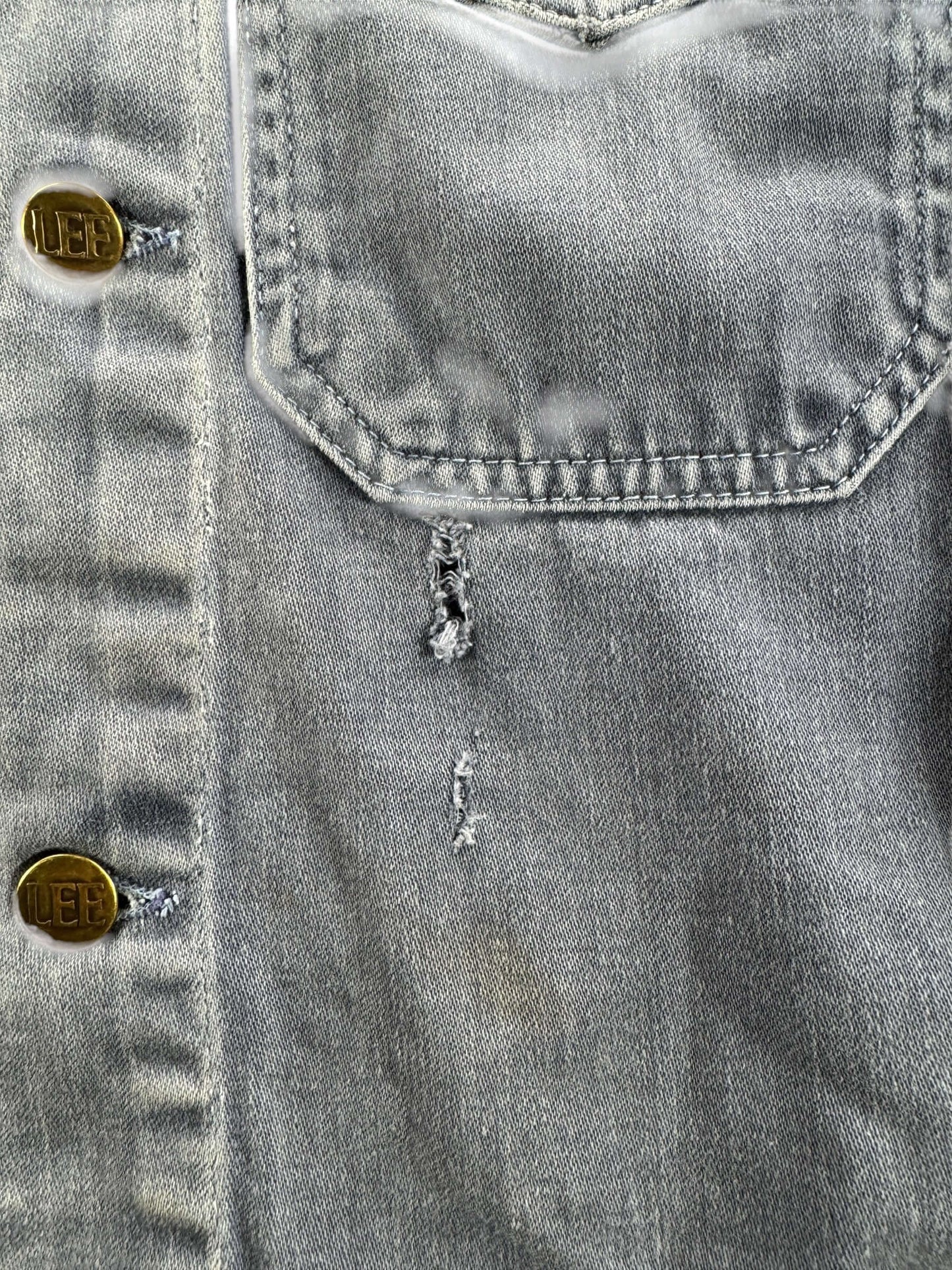 Hole on Vintage 70s Lee Faded Moleskin Trucker Jacket SZ S