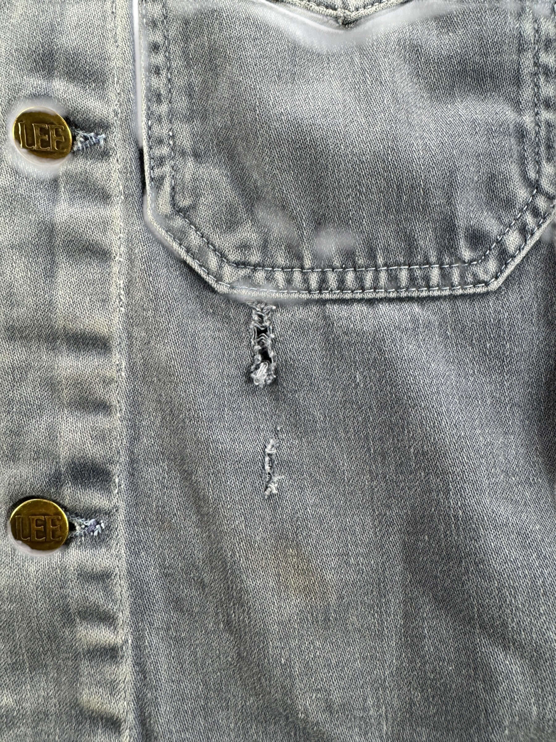 Hole on Vintage 70s Lee Faded Moleskin Trucker Jacket SZ S