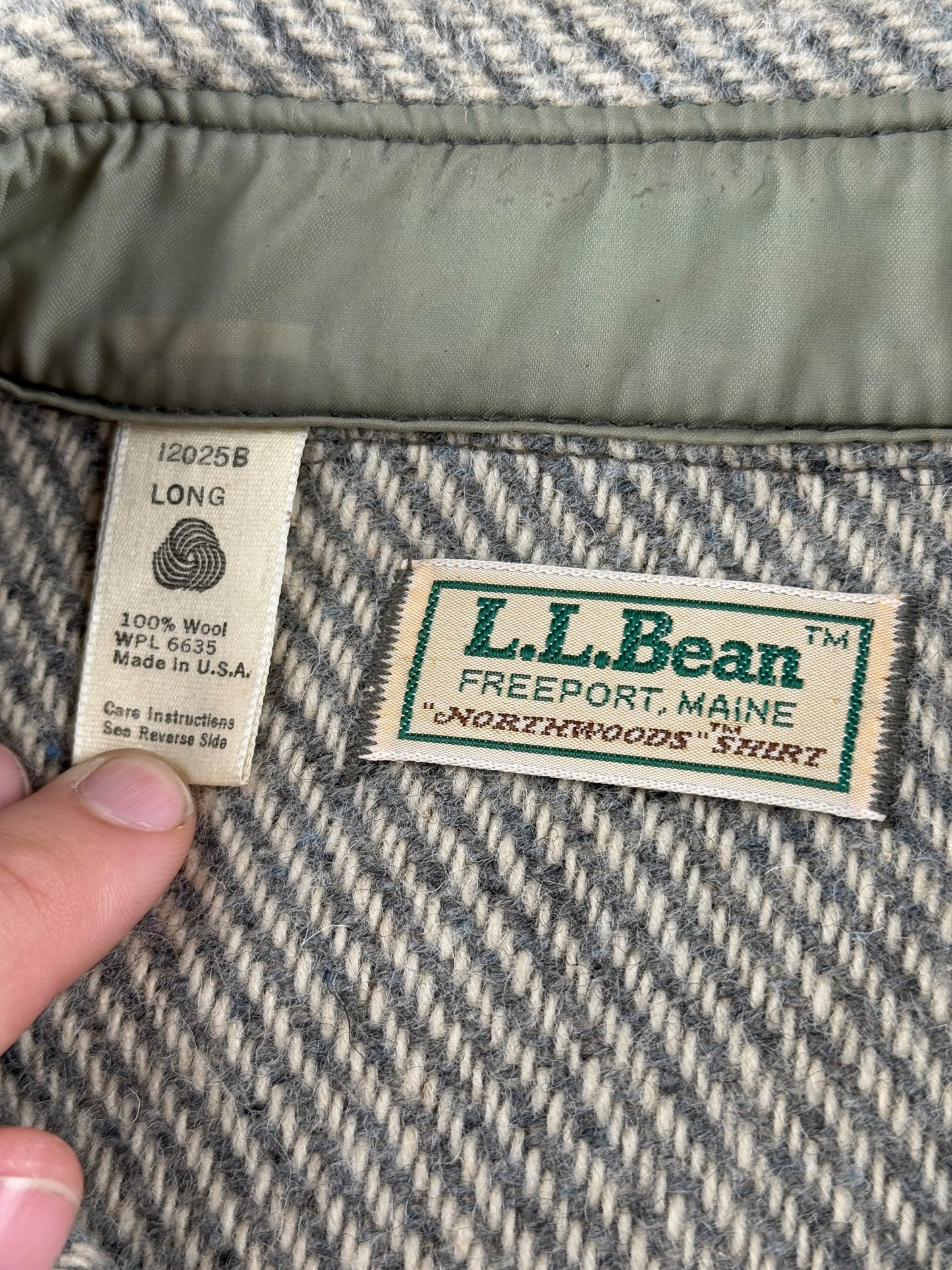 Tags on Vintage L.L. Bean Northwoods Herringbone Wool Jacket SZ L