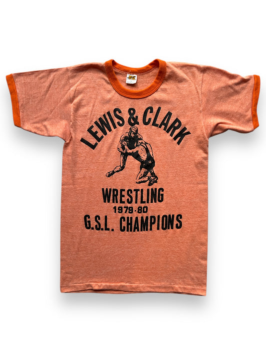 front of Vintage Lewis and Clark Wrestling Ringer Tee SZ S