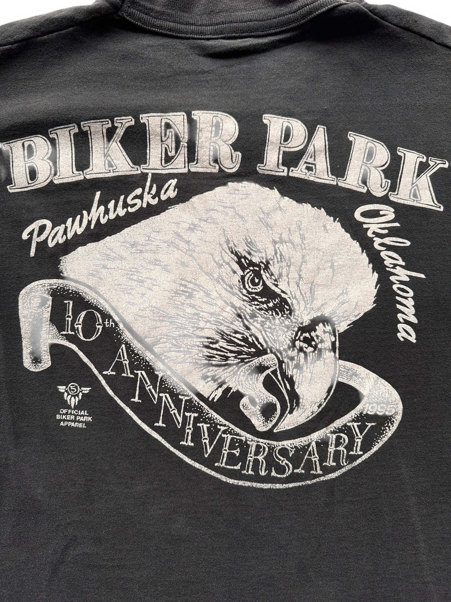 back graphic of Vintage 1995 Biker Park Pawhuska OK Biker Tee SZ L