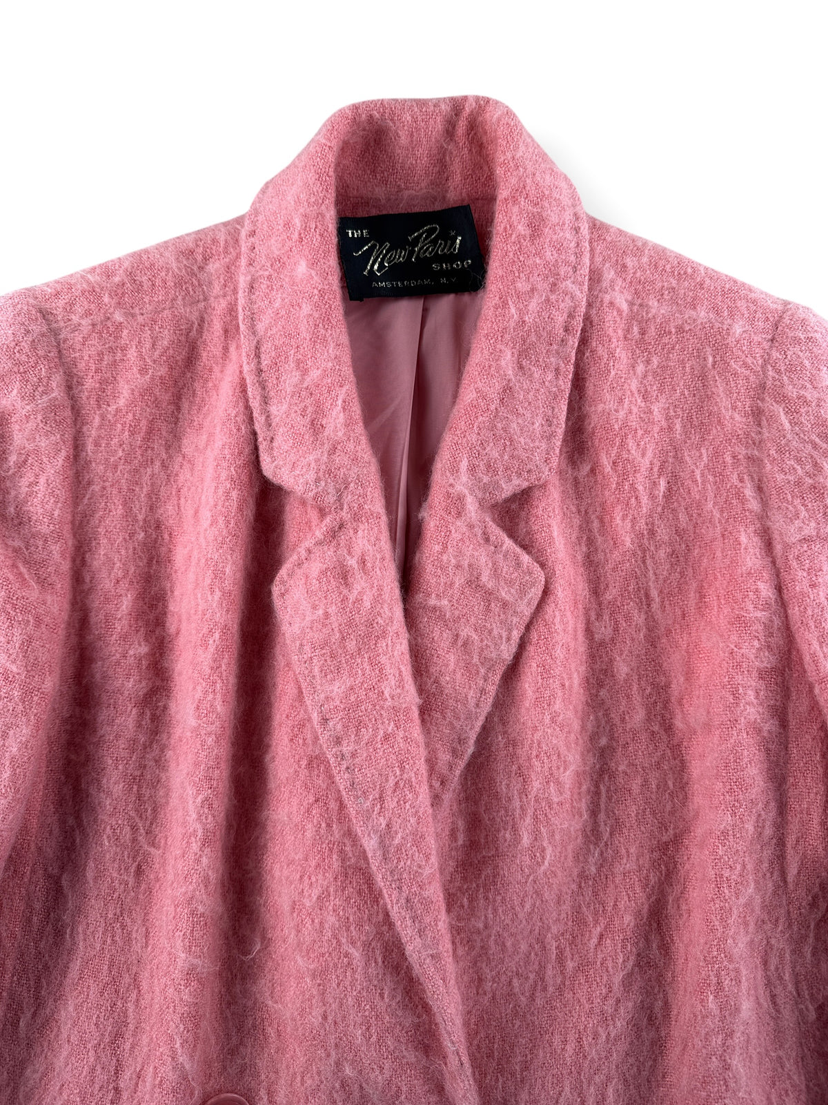 Lapels on Vintage 60s Bubblegum Mohair Coat SZ S