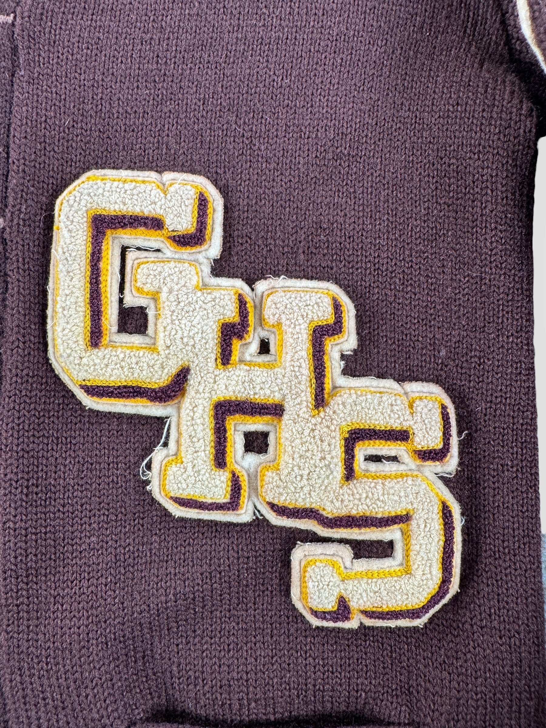 Patch on Vintage Brown Letterman GHS Cardigan SZ XS - AS IS
