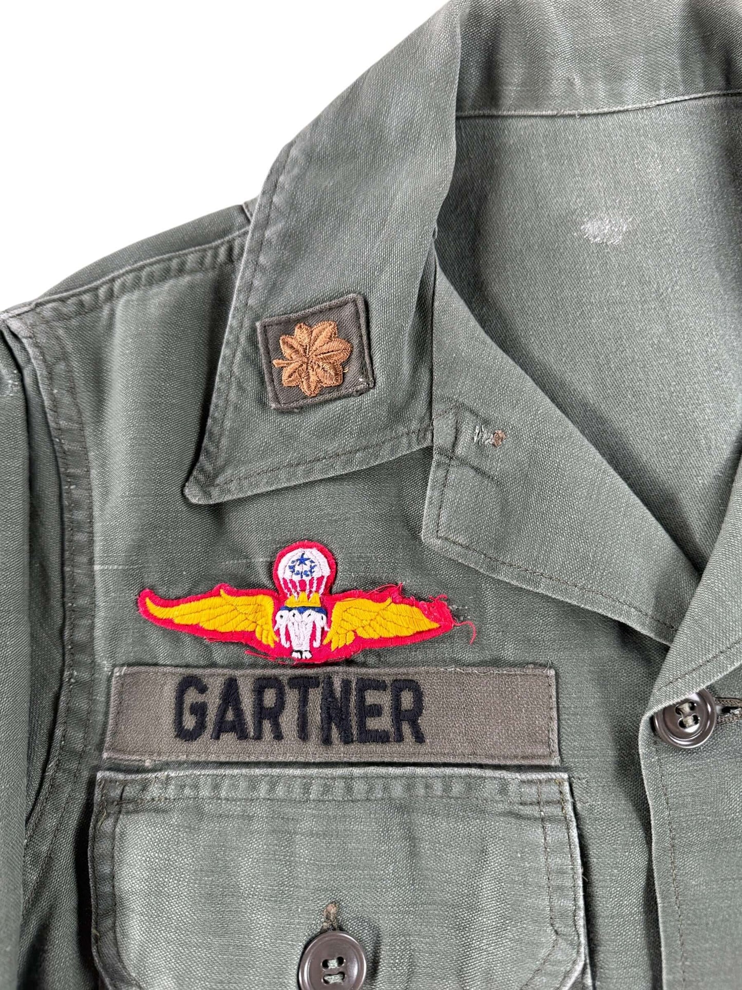 Patch on Vintage 60s Vietnam War OG-107 Fatigue Shirt SZ S