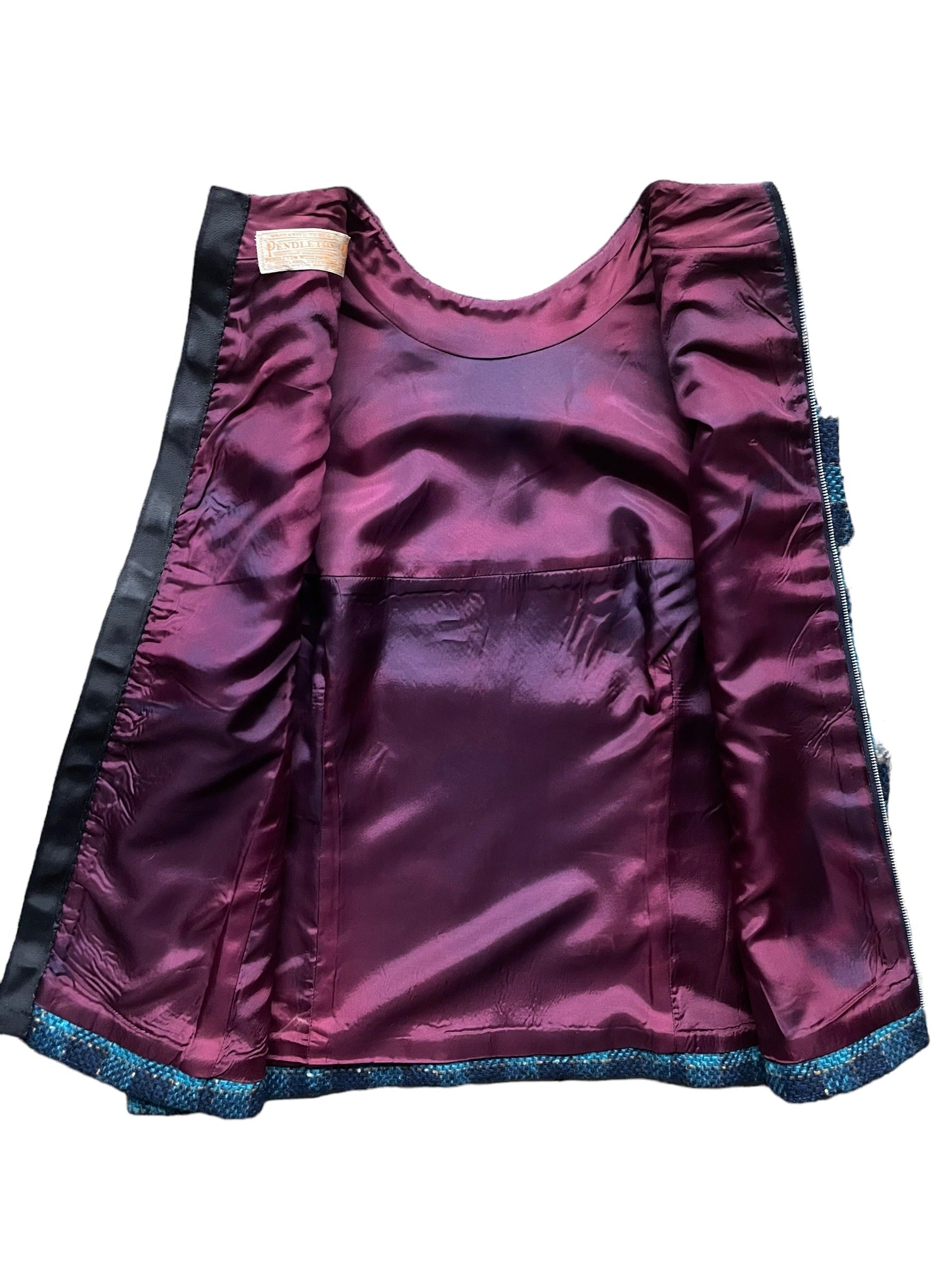 Open back of top Vintage 1960s Pendleton Wool Skirt Set SZ L |  Barn Owl VintageSkirt Sets| Seattle Vintage Dresses and Skirts