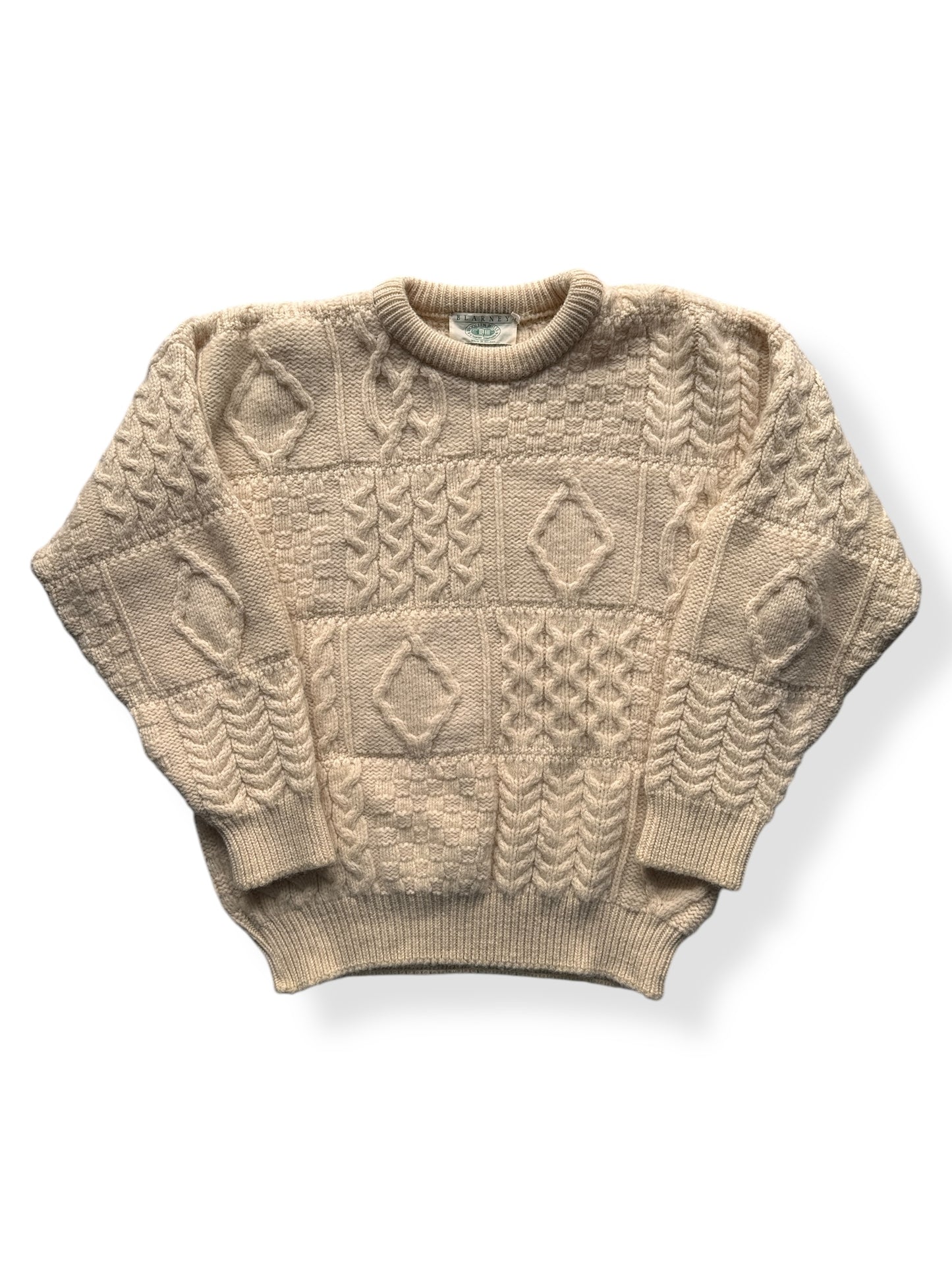 Front of Blarney Woolen Mills Fisherman Sweater SZ M