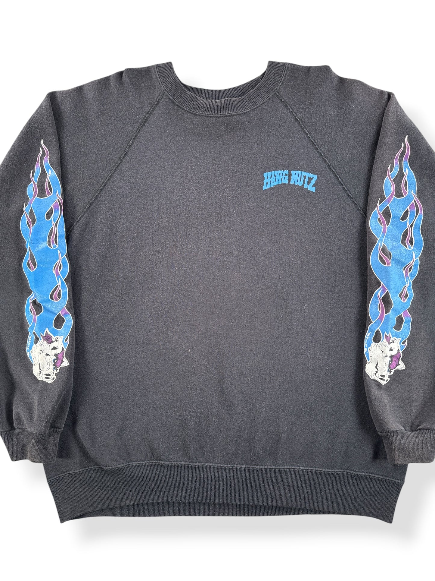 Front Close Up of Vintage Hawg Nuts Chop Shop Crewneck SZ XXL (Fits L)