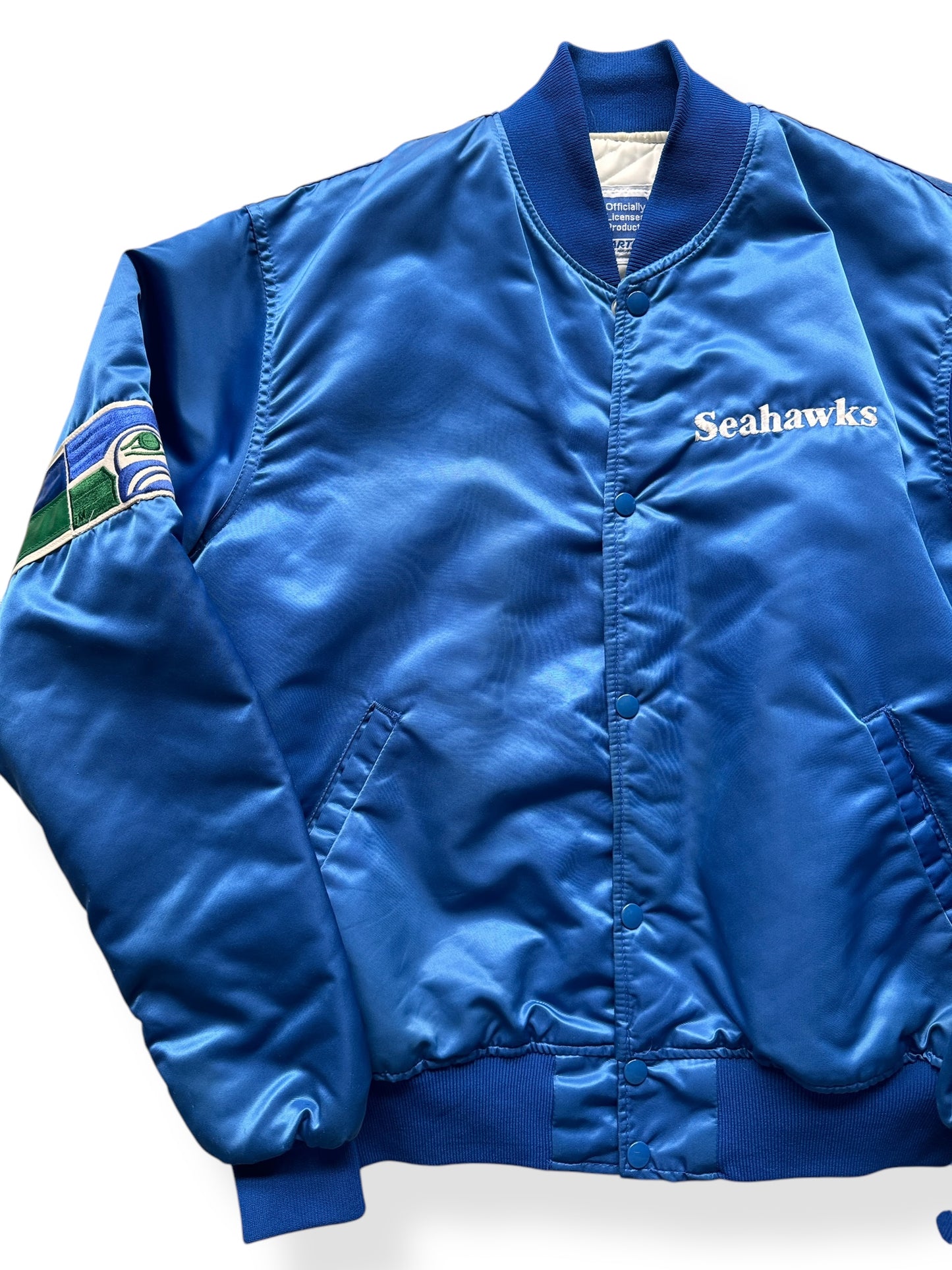 Front Right of Vintage Seattle Seahawks Starter Jacket SZ L