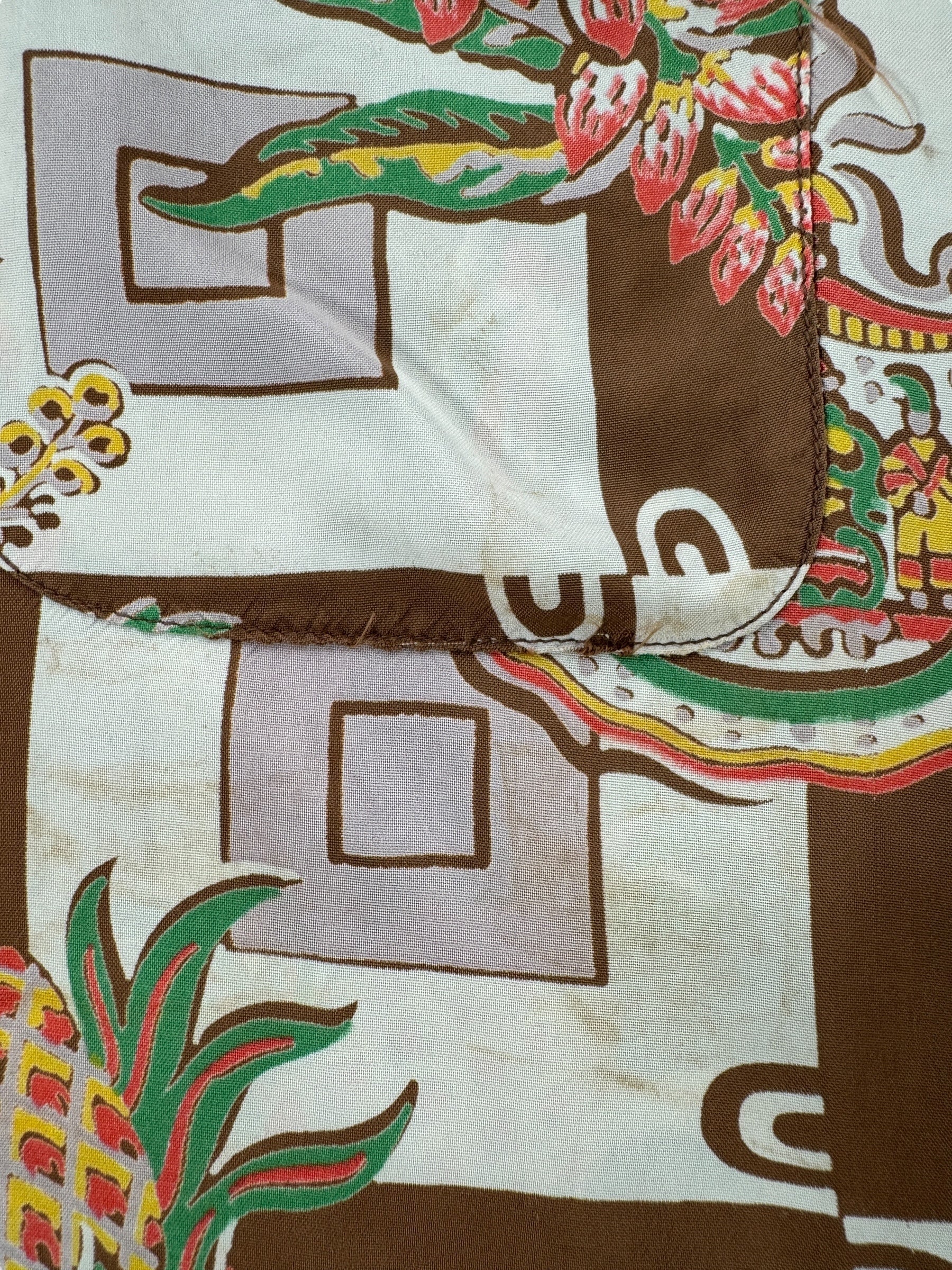 Stains on Vintage Berketowne of Hollywood Aloha Shirt SZ M AS IS