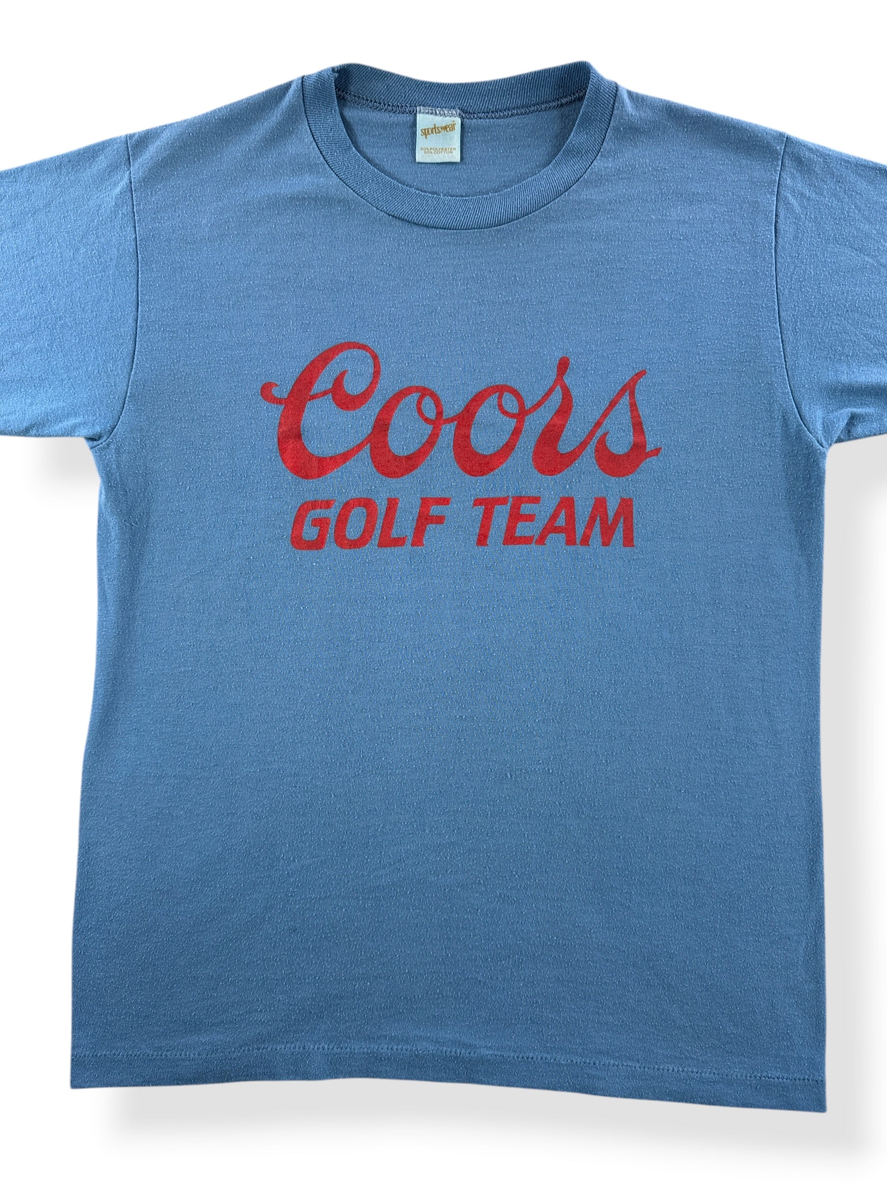 Front Close Up of Vintage Coors Golf Team Tee SZ S