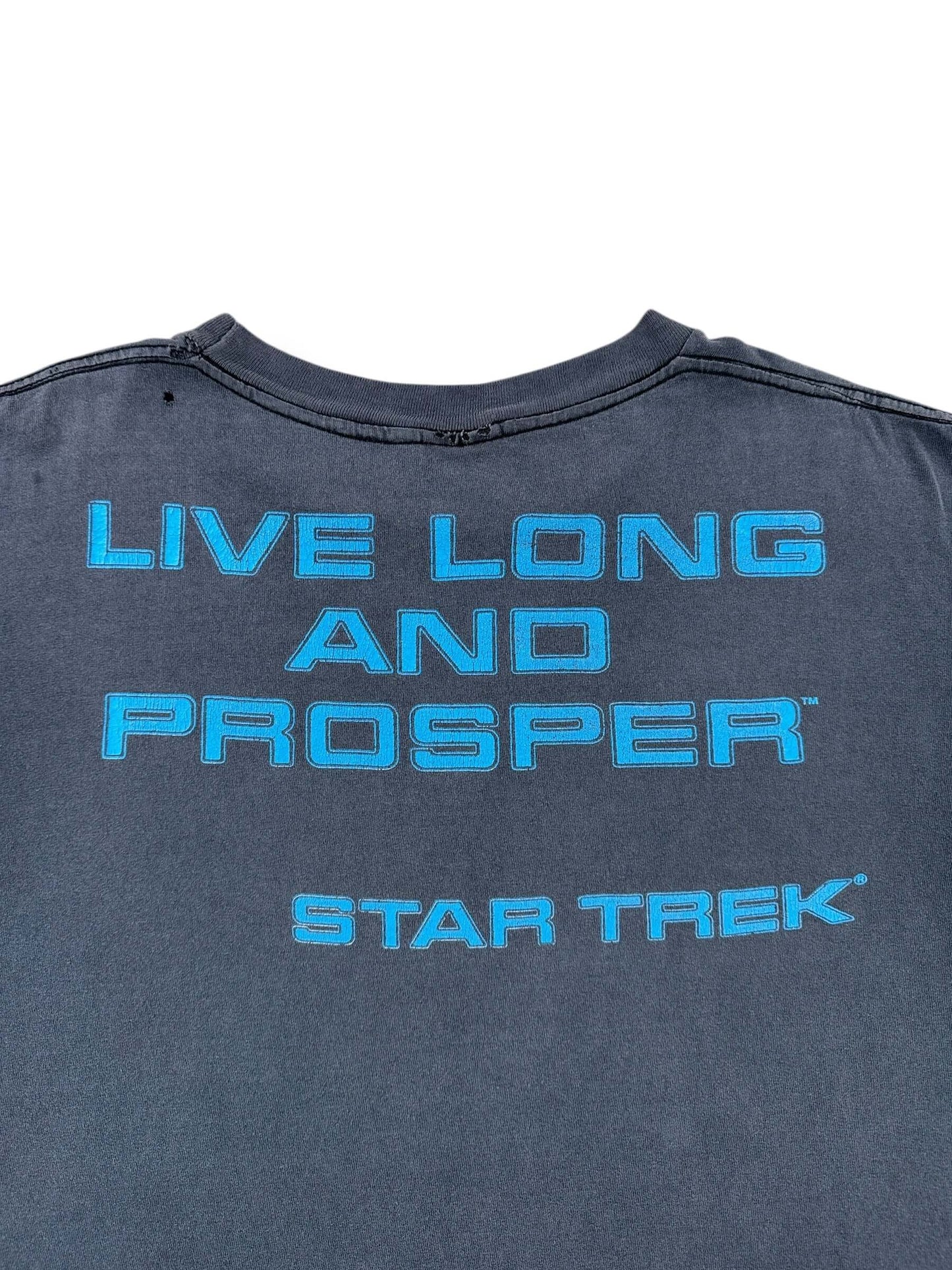 Back Graphic of Vintage Faded Star Trek Spock Live Long & Prosper Tee SZ XL
