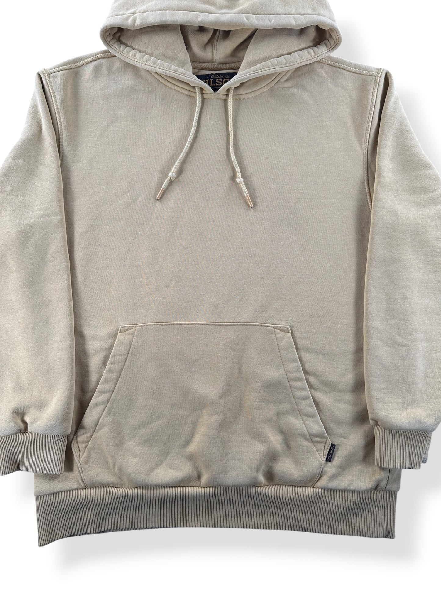 Front Close Up of Filson Dune Yellow Prospector Hoodie SZ L