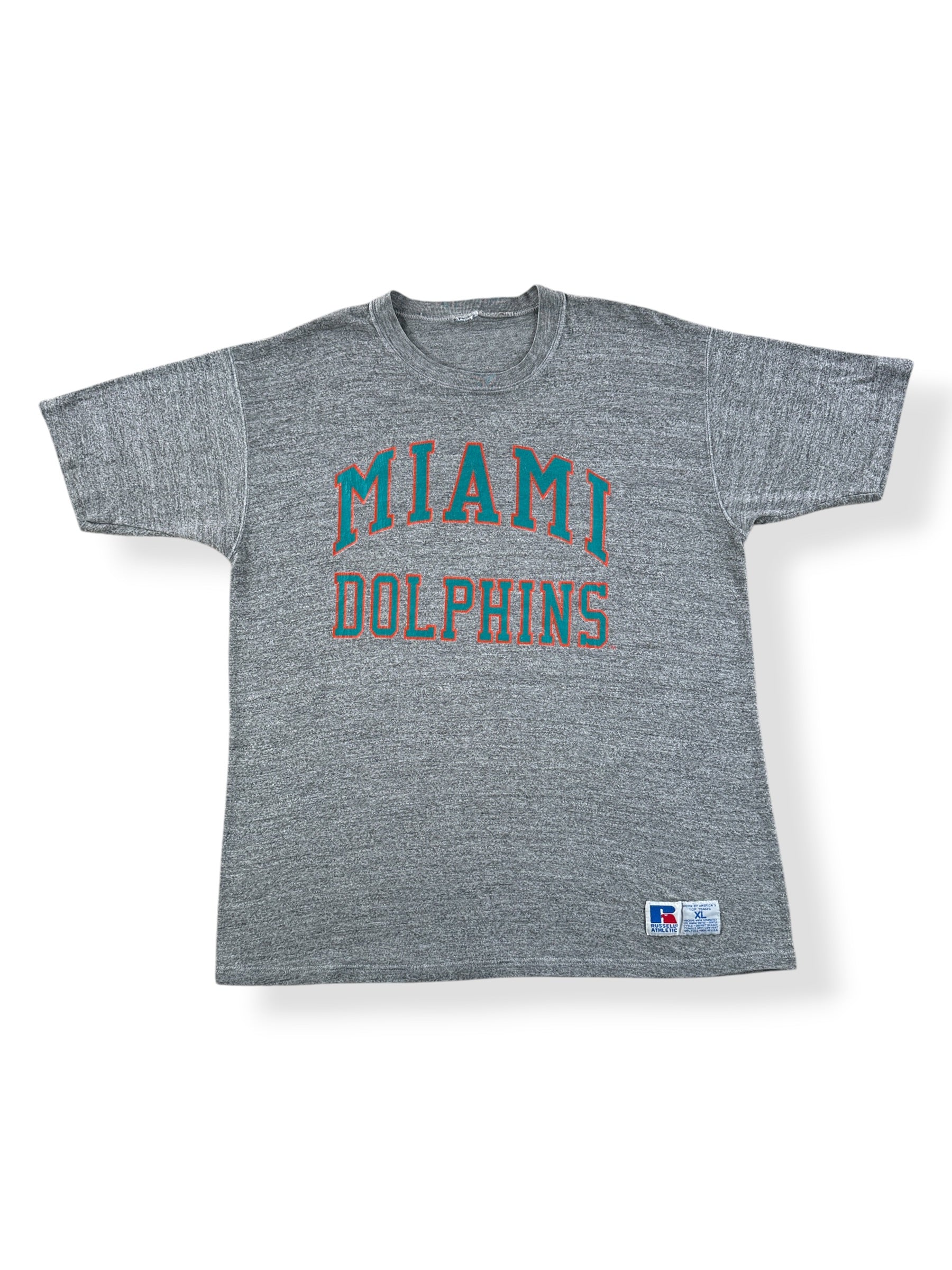 Front of Vintage Miami Dolphins Russell Tee SZ XL (Fits L)