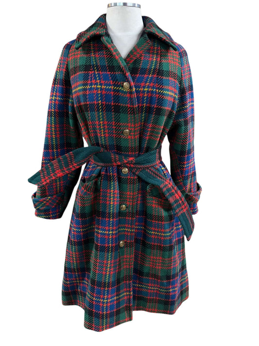 Fronnt view of 1960s Plaid Coat L