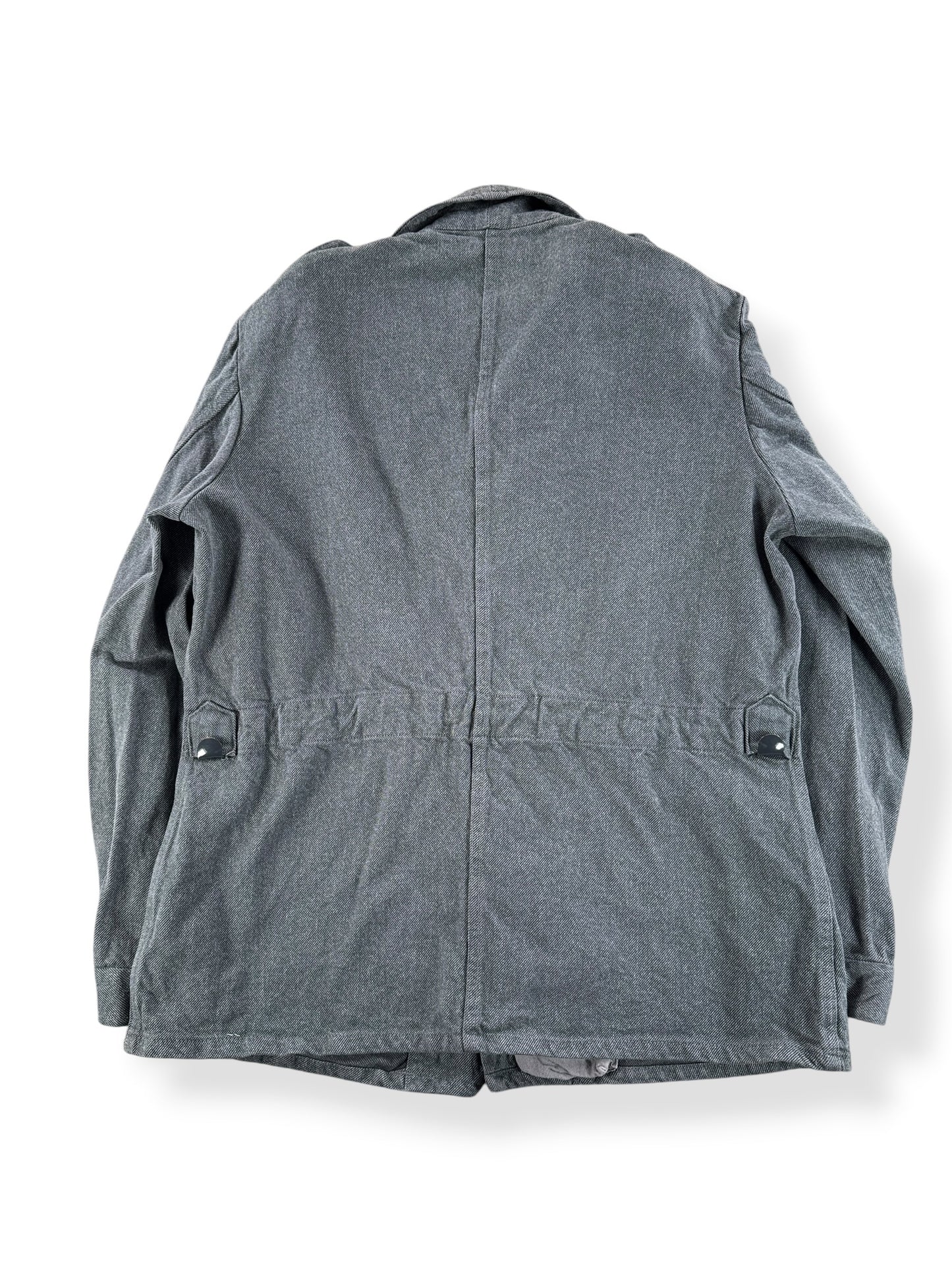 Back of Vintage Swiss Military Salt and Pepper Jacket SZ L