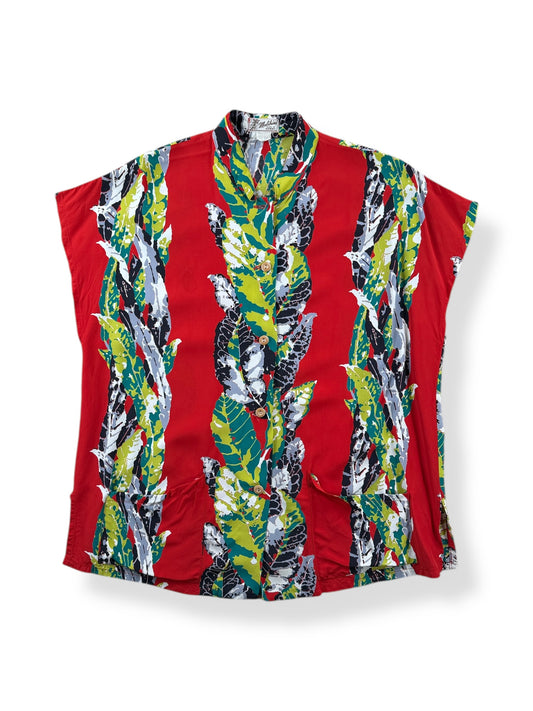 Front of Vintage Malihini Women's Border Print Top SZ 20