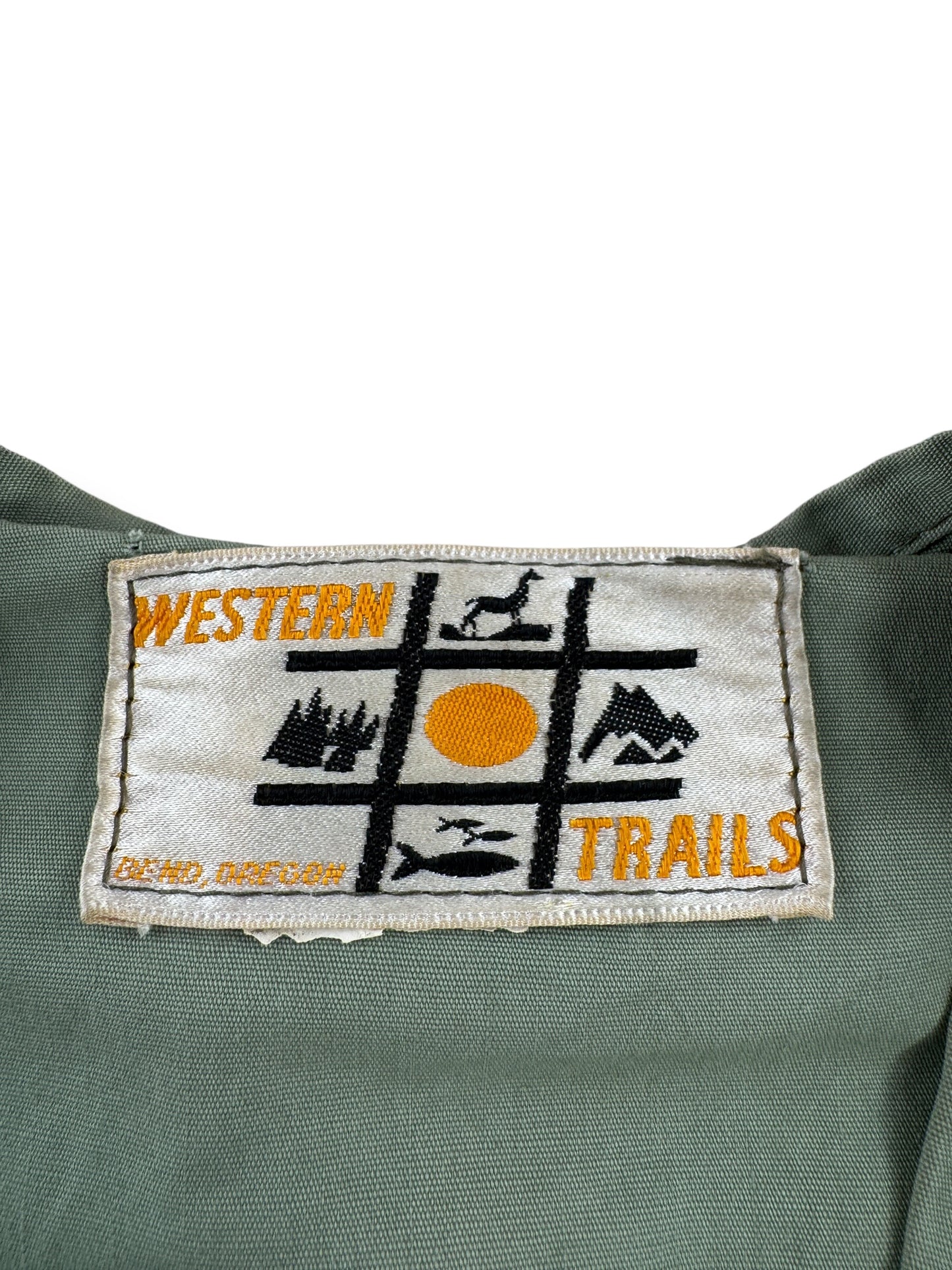 Label on Vintage 1980s Western Trails Vest SZ M