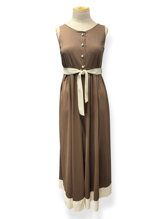 70s Brown/Cream Palazzo Pant Jumper M