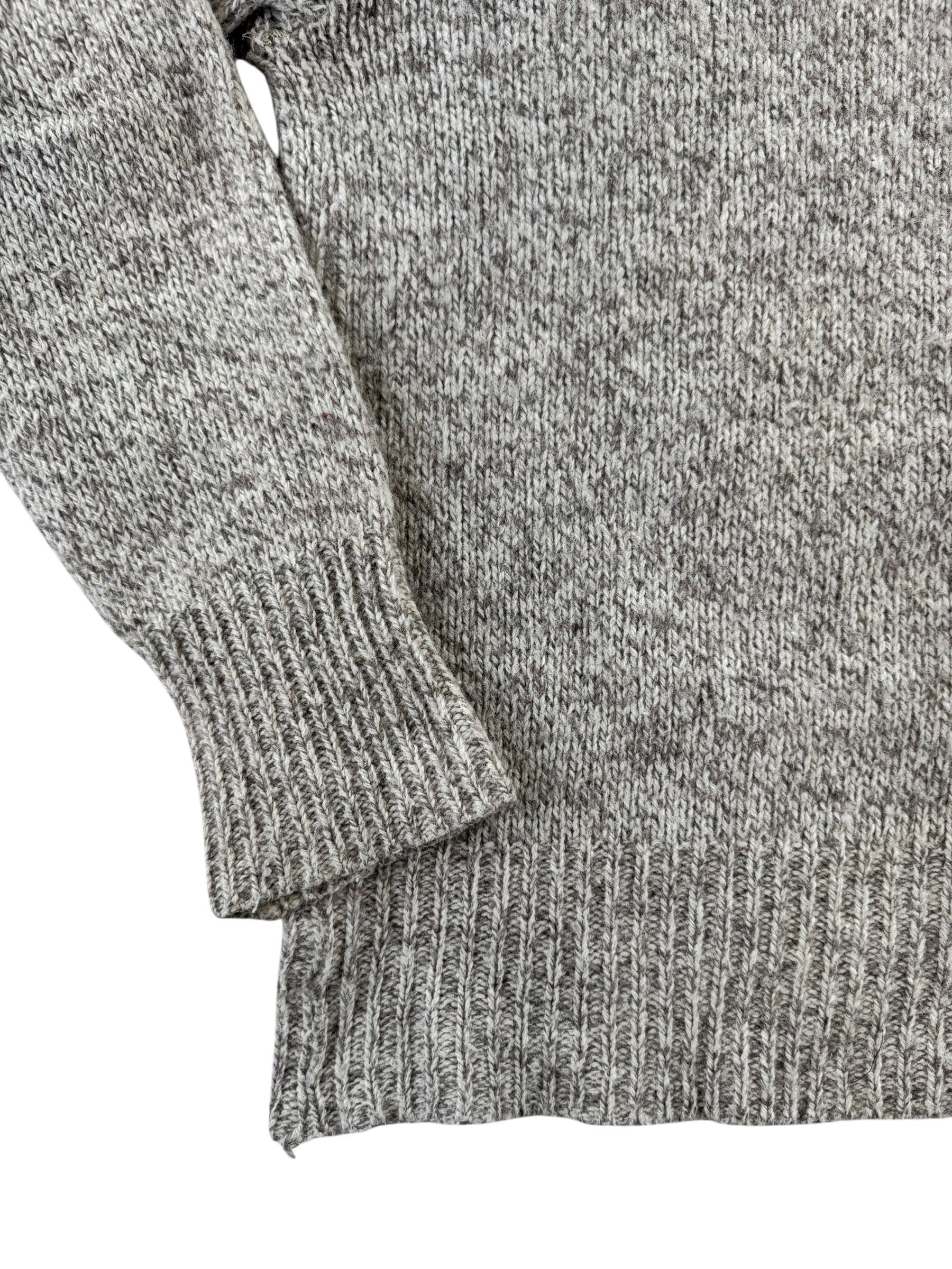 Lower right view of 1980s Wool Oatmeal Sweater L