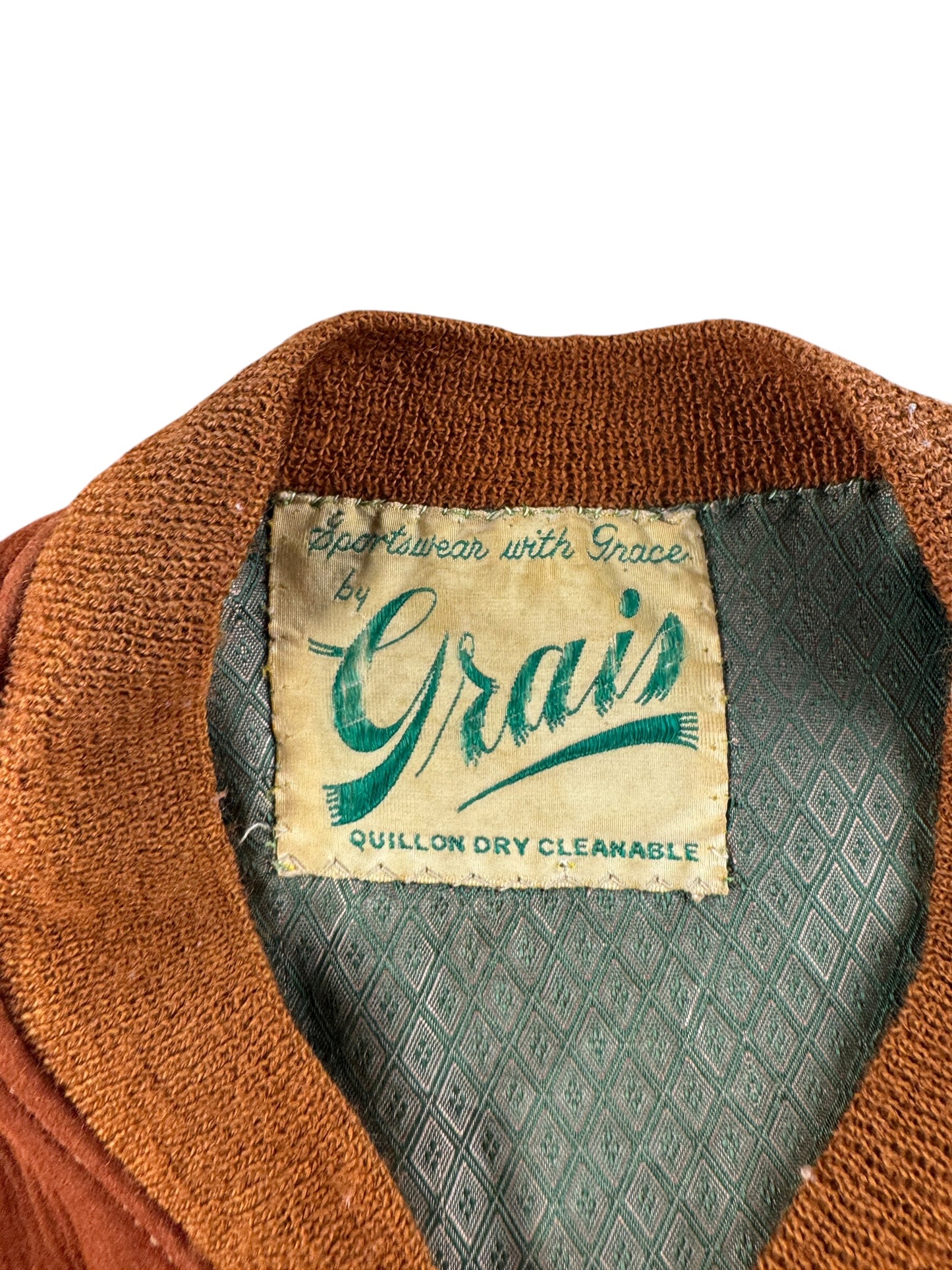 Tag on Vintage Thrashy Grais Suede Bomber Jacket SZ L