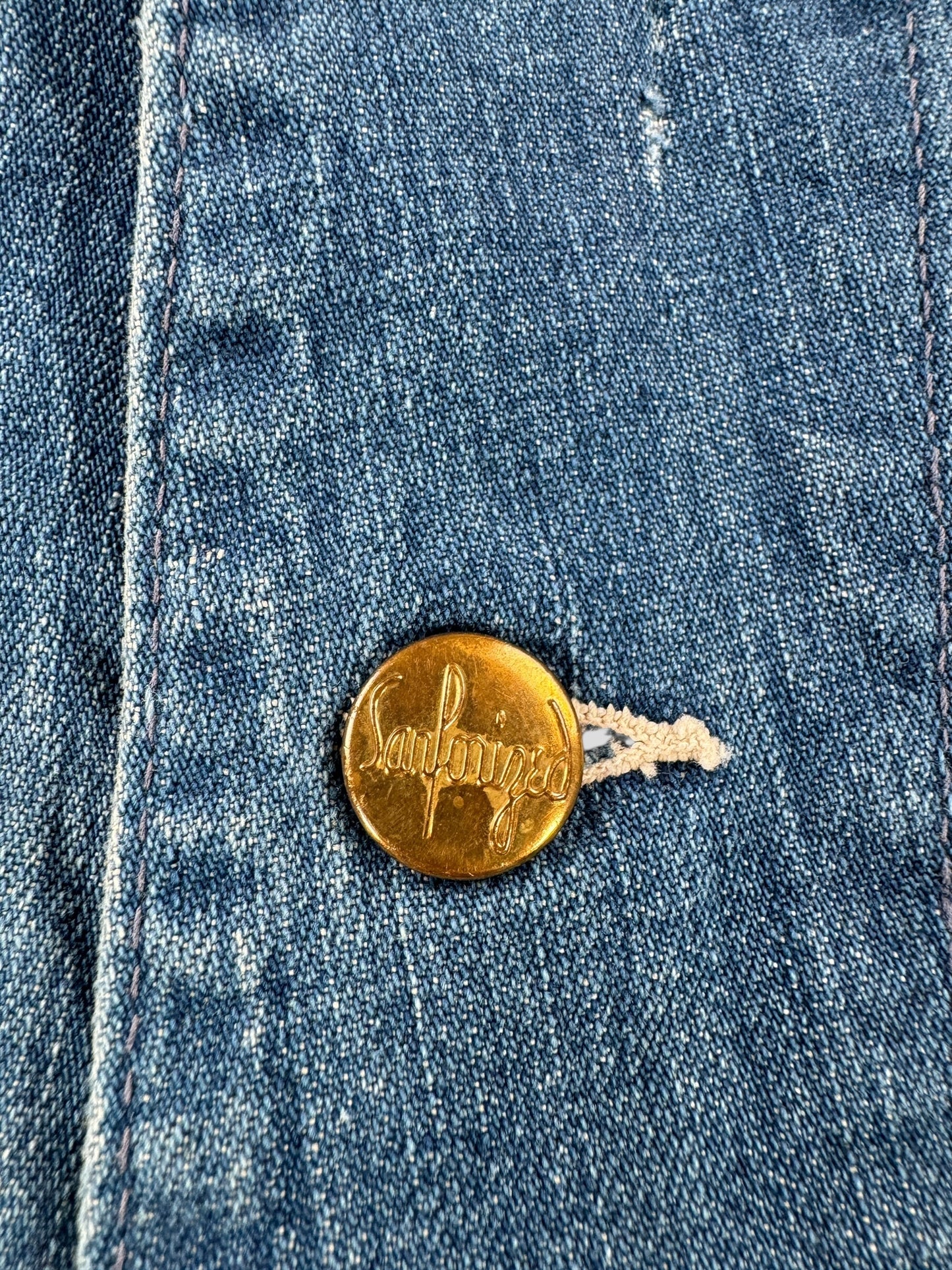 Buttons on Vintage Hand Repaired Sanforized Denim Chore Coat SZ L