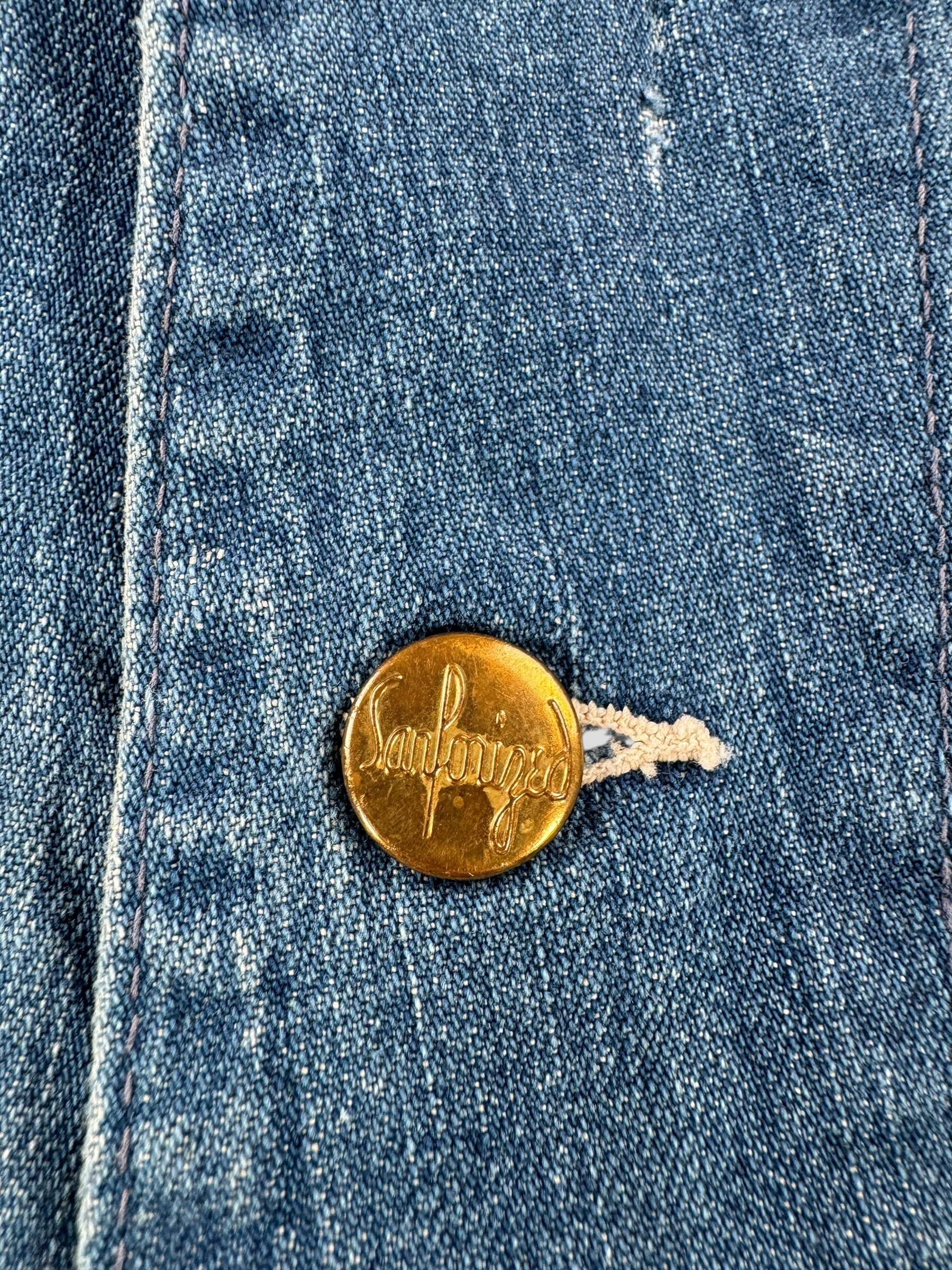 Buttons on Vintage Hand Repaired Sanforized Denim Chore Coat SZ L