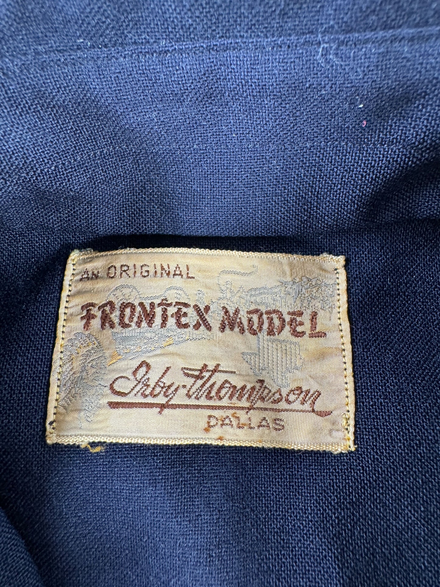 Label on Vintage Frontex Model Wool Gabardine Western Shirt SZ M