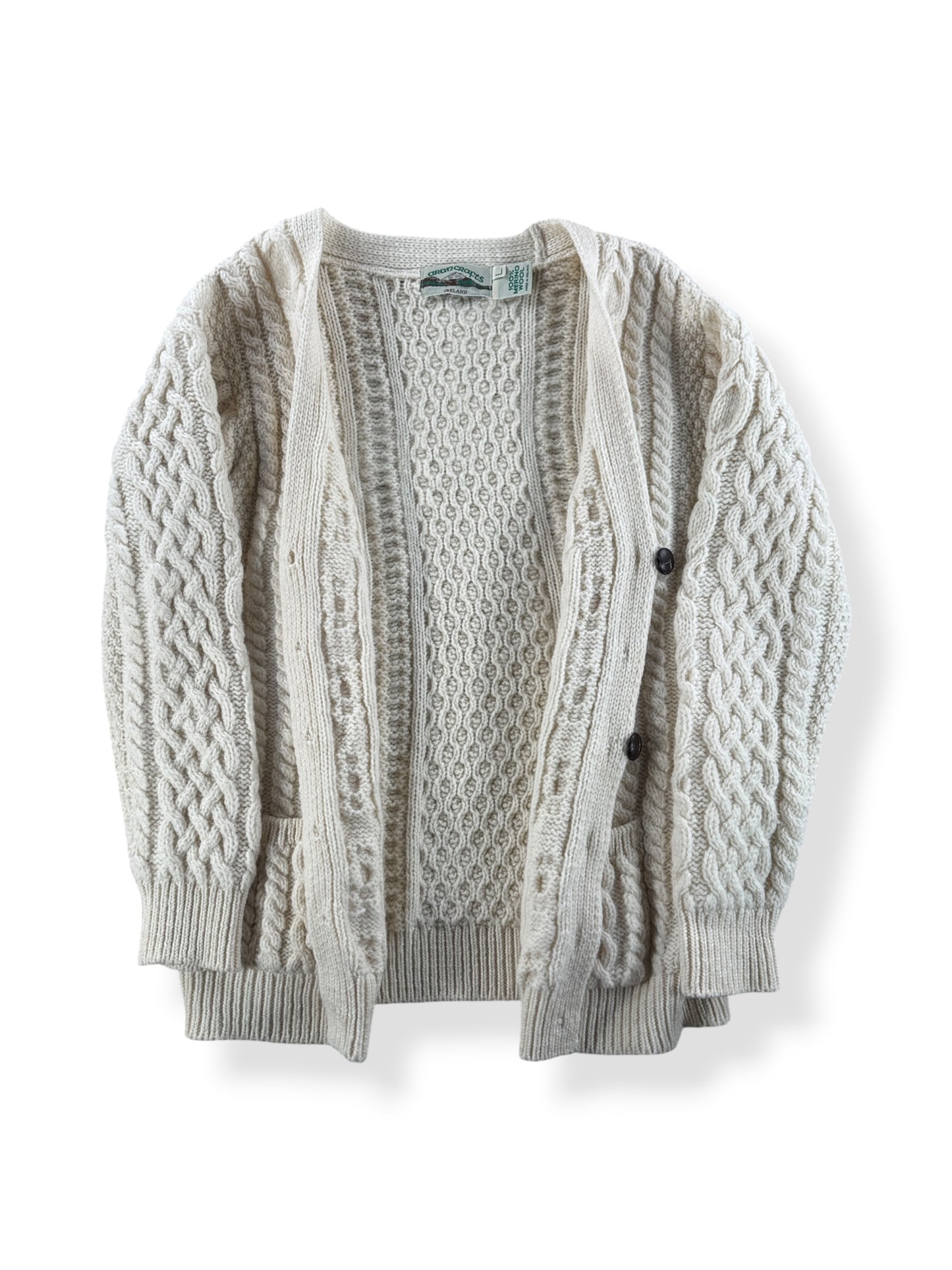 Inside of Vintage 90s Aran Cardigan SZ L (Fits M)