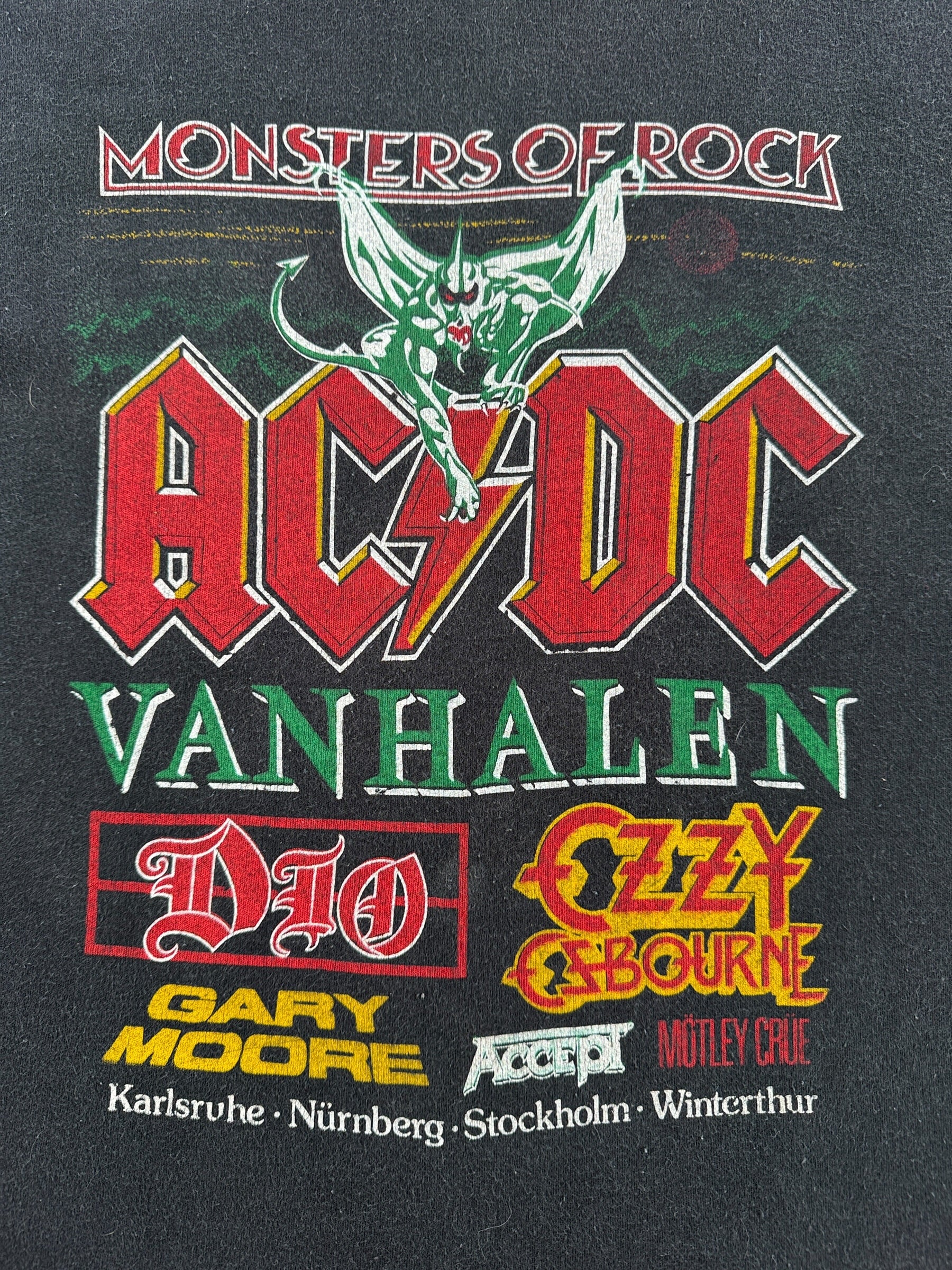 Graphic of Vintage 1984 Monsters of Rock Euro Tour Tee SZ L (Fits S)