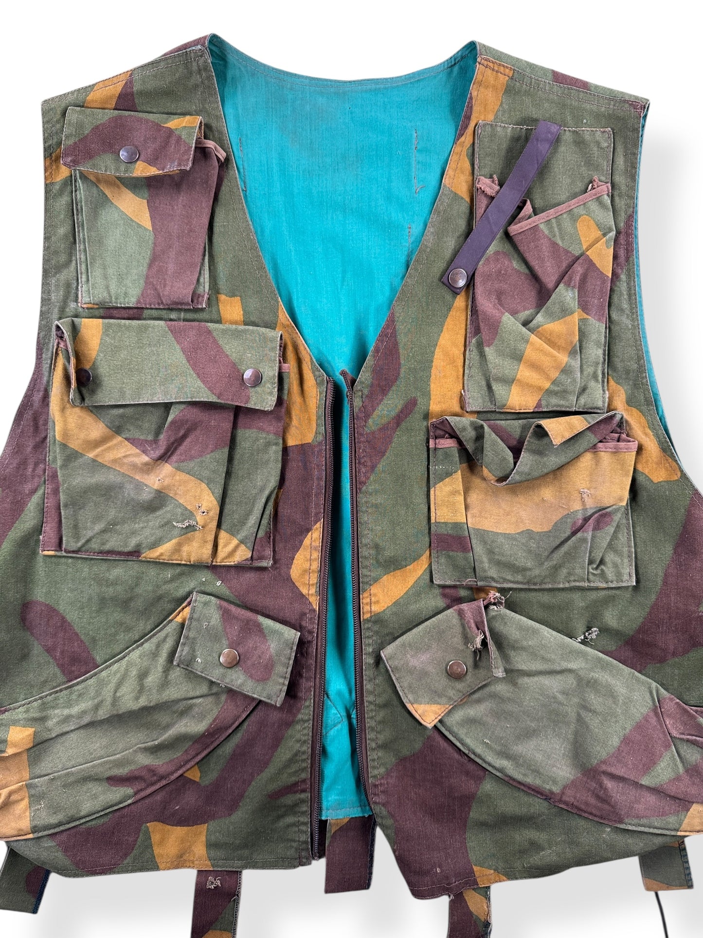 Front Close Up of Vintage Bosnian Camo Vest SZ M