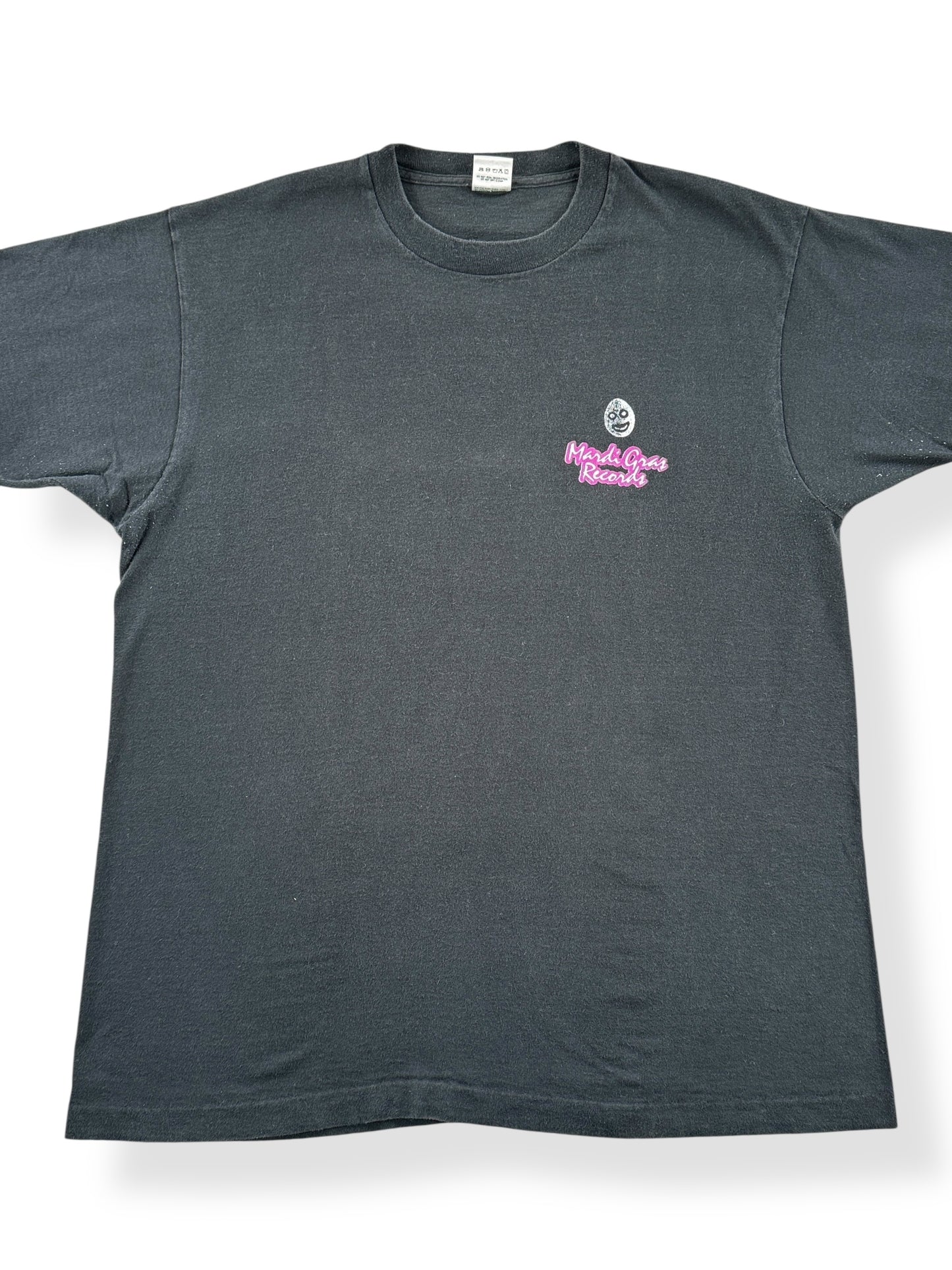 Front Close Up of Vintage Mardi Gras Records Tee SZ XL