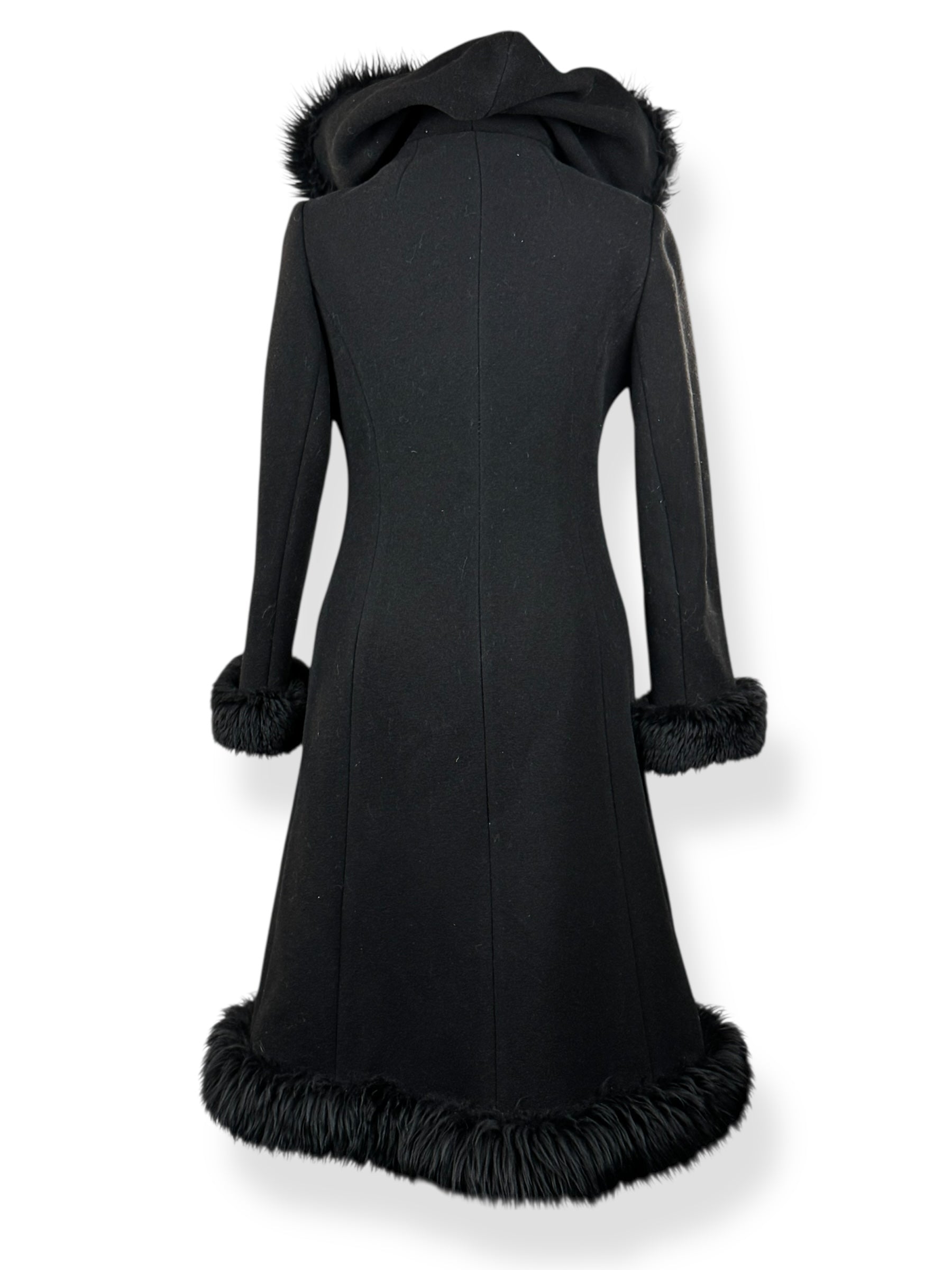 back of 1970s Simon Howard Wool Fur Trimmed Coat S