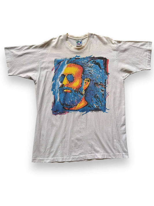 front of Vintage Jerry Garcia Memorial Liquid Blue Tee SZ XL