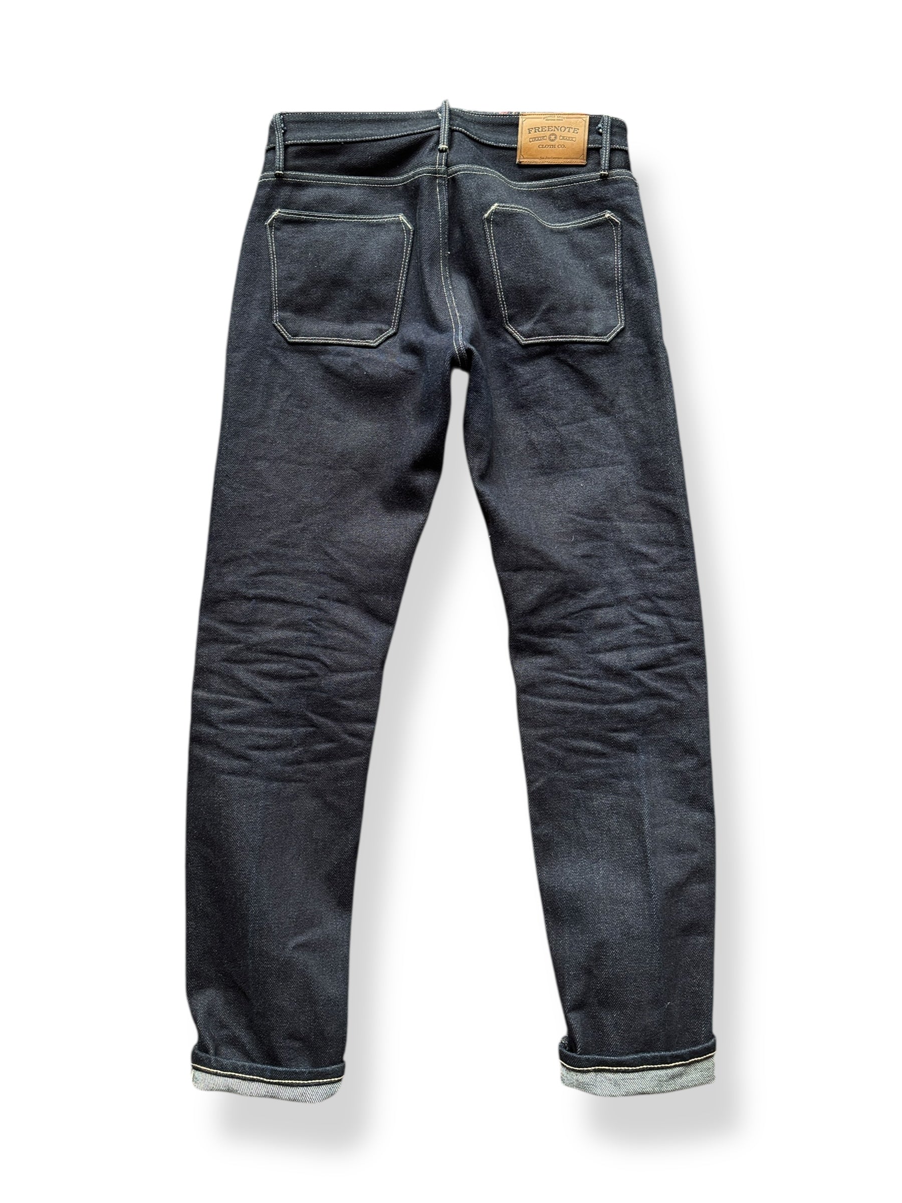 Back of Freenote Portola Selvedge Denim Taper Fit W32