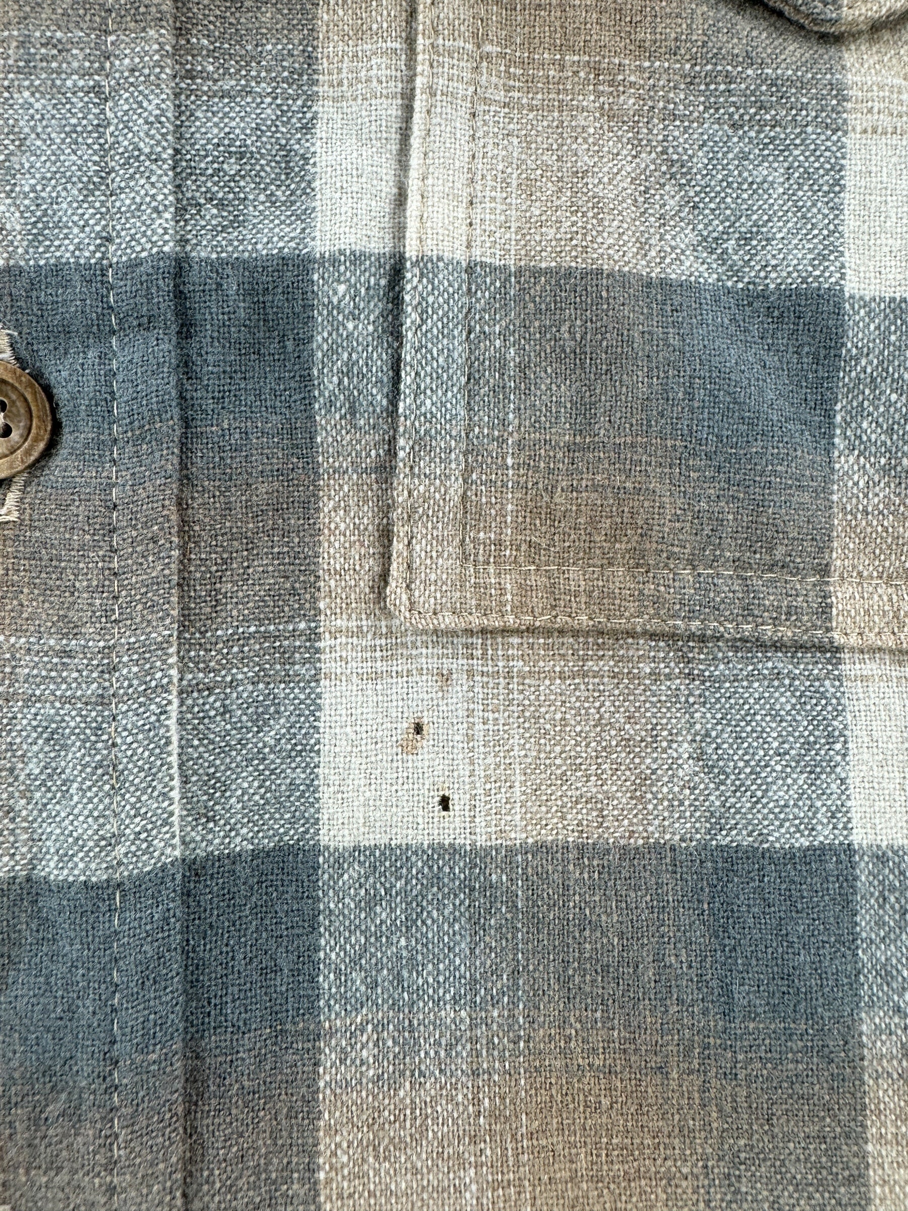 Hole on Vintage Handmade Shadow Plaid Flannel SZ L