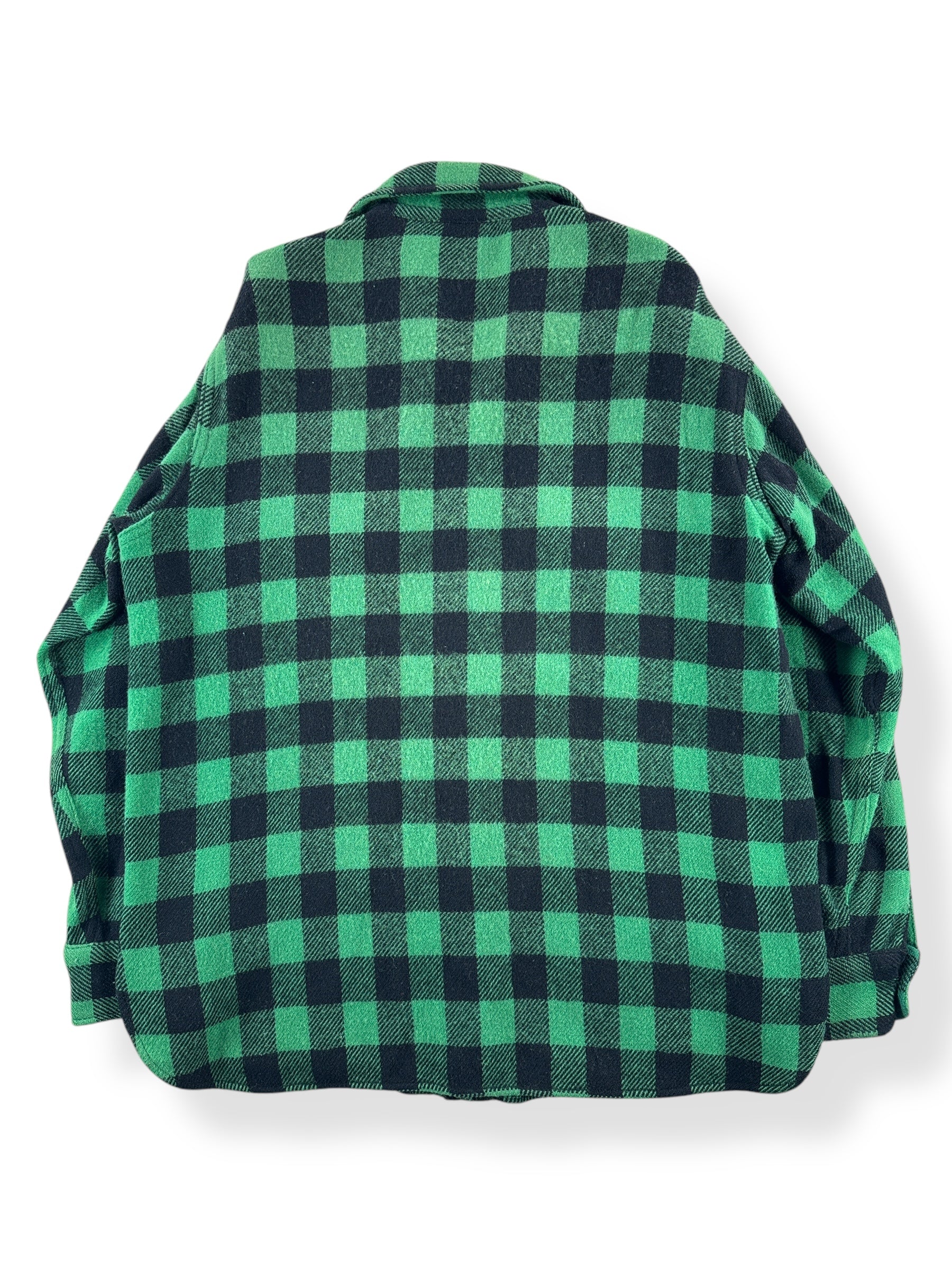 Back of Vintage Woolrich Green & Black Jac-Shirt SZ L