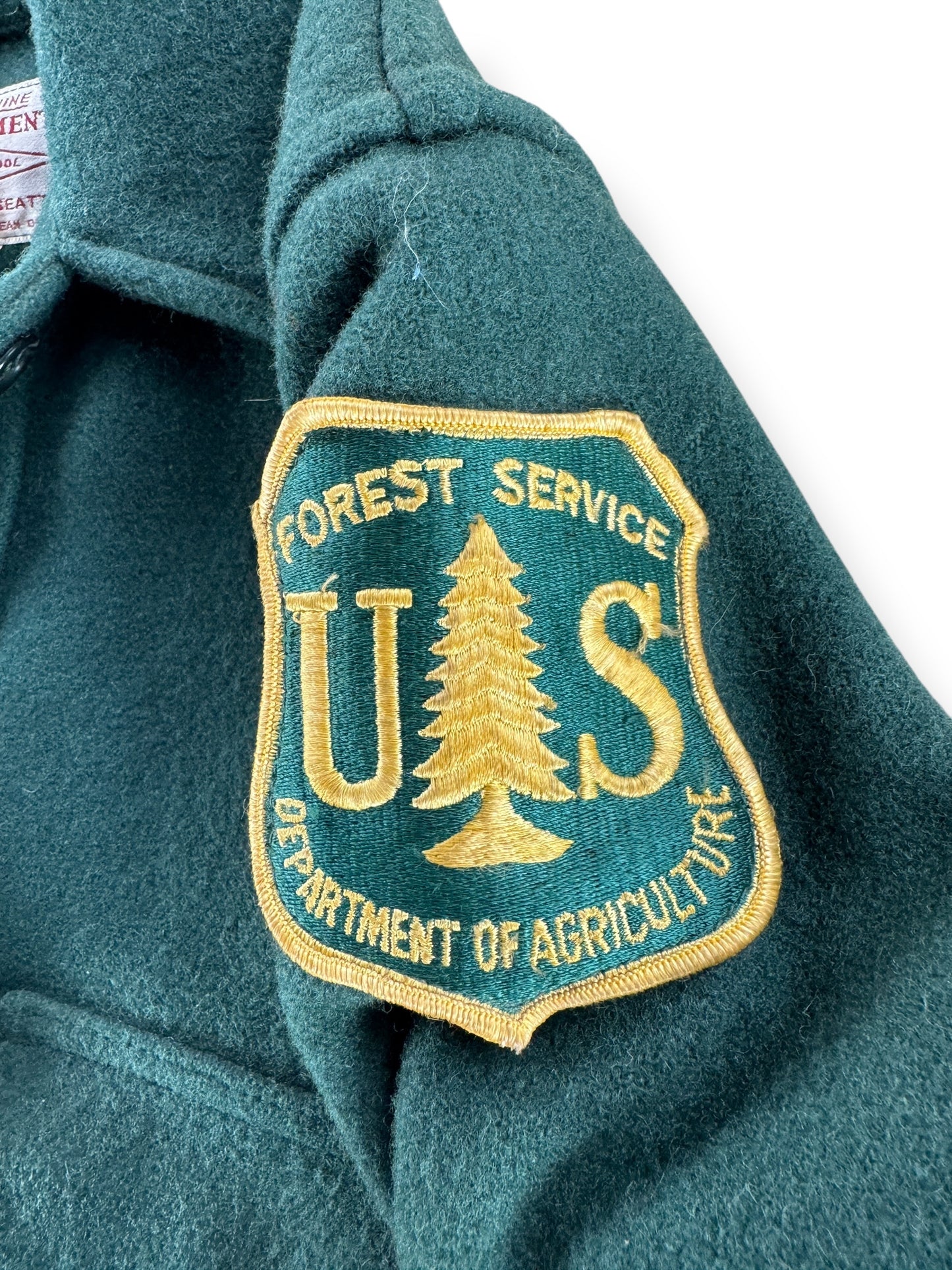 Forest Service Patch on Vintage Filson Women's US Forestry Service Jacket SZ W12