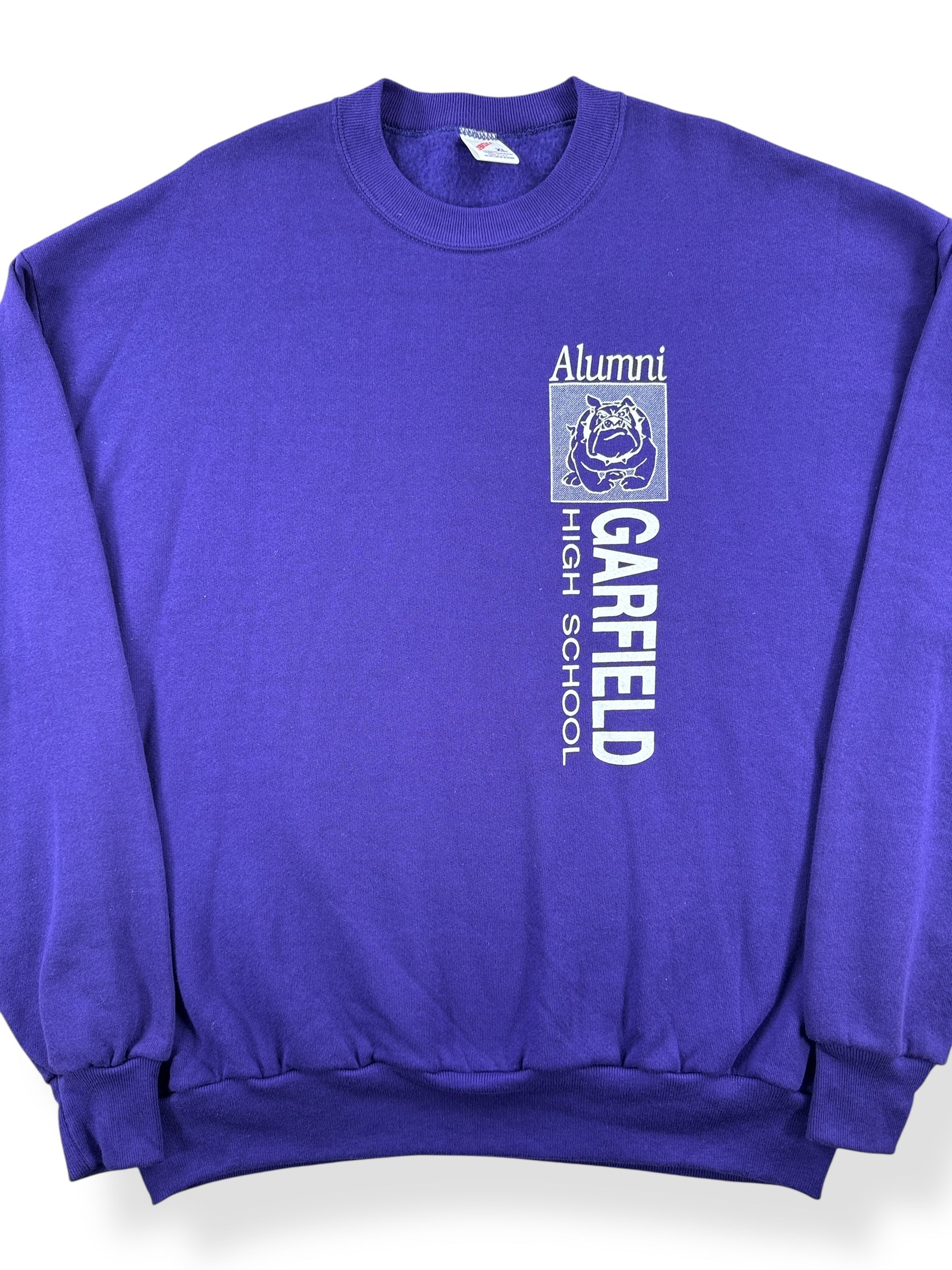 Front Close Up of Vintage Garfield High School Alumni Crewneck SZ XL