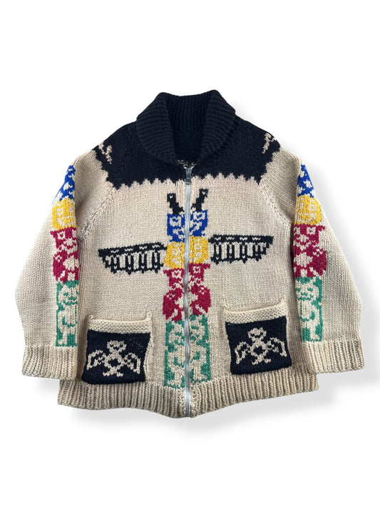 Front of Vintage Totem Thunderbird Cowichan Sweater SZ S