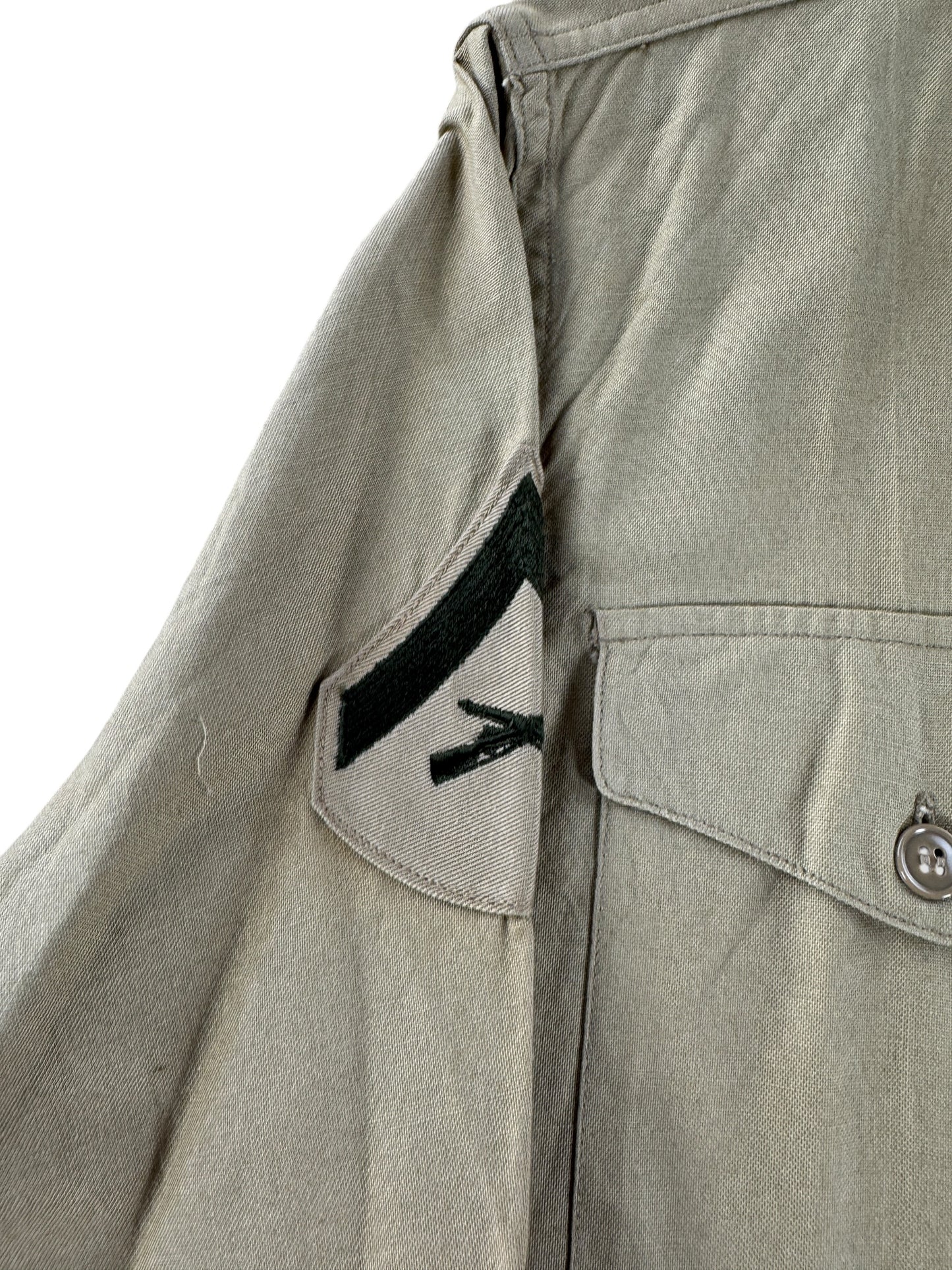 Patch on Vintage Vietnam Era US Army Button Up Shirt SZ S