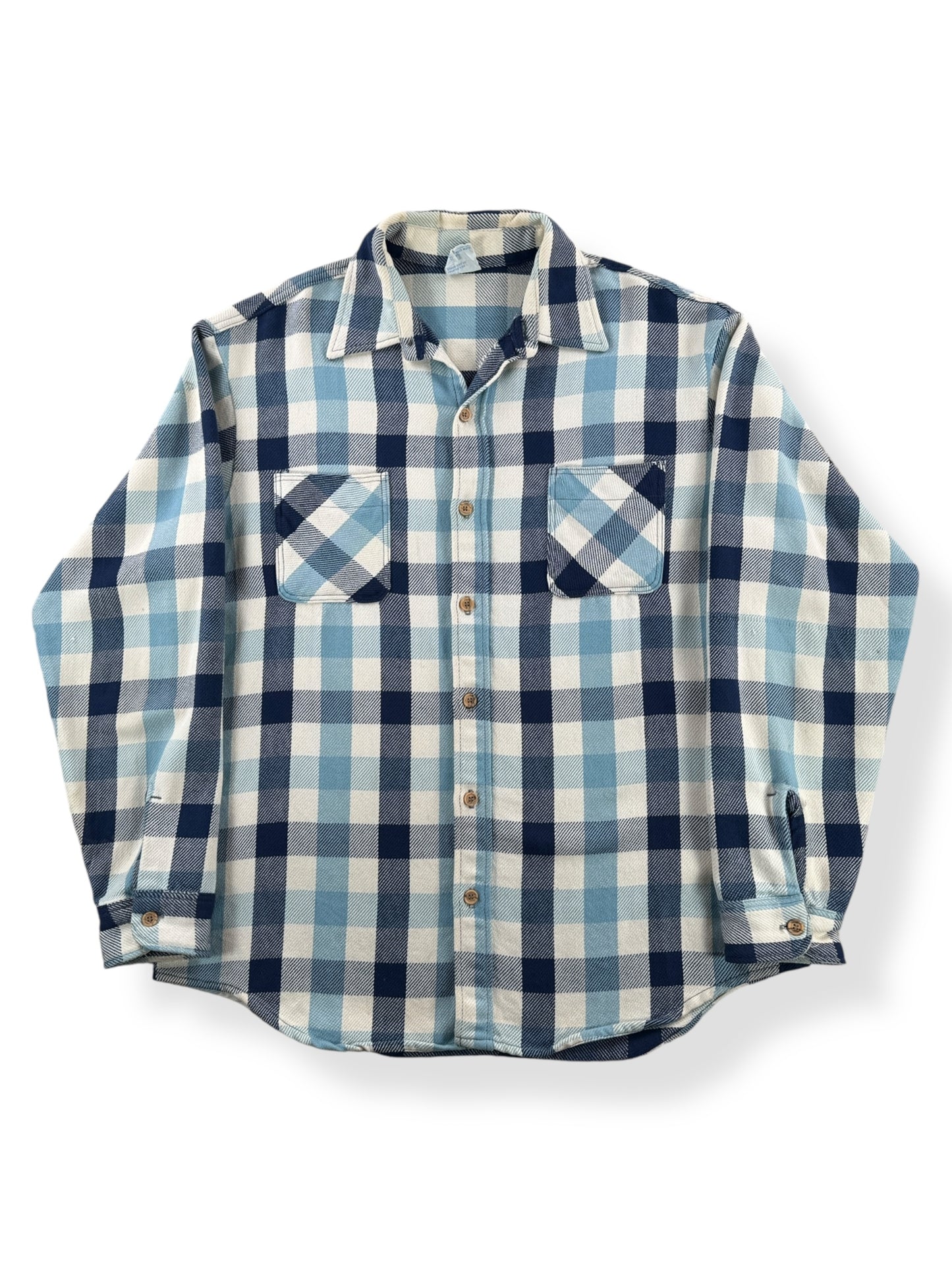 Front of Vintage Big Mac Navy and White Cotton Flannel SZ L