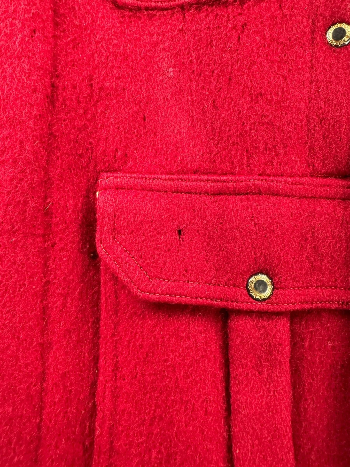 Hole on Vintage Woolrich Burgundy Hooded Wool Jacket SZ 44