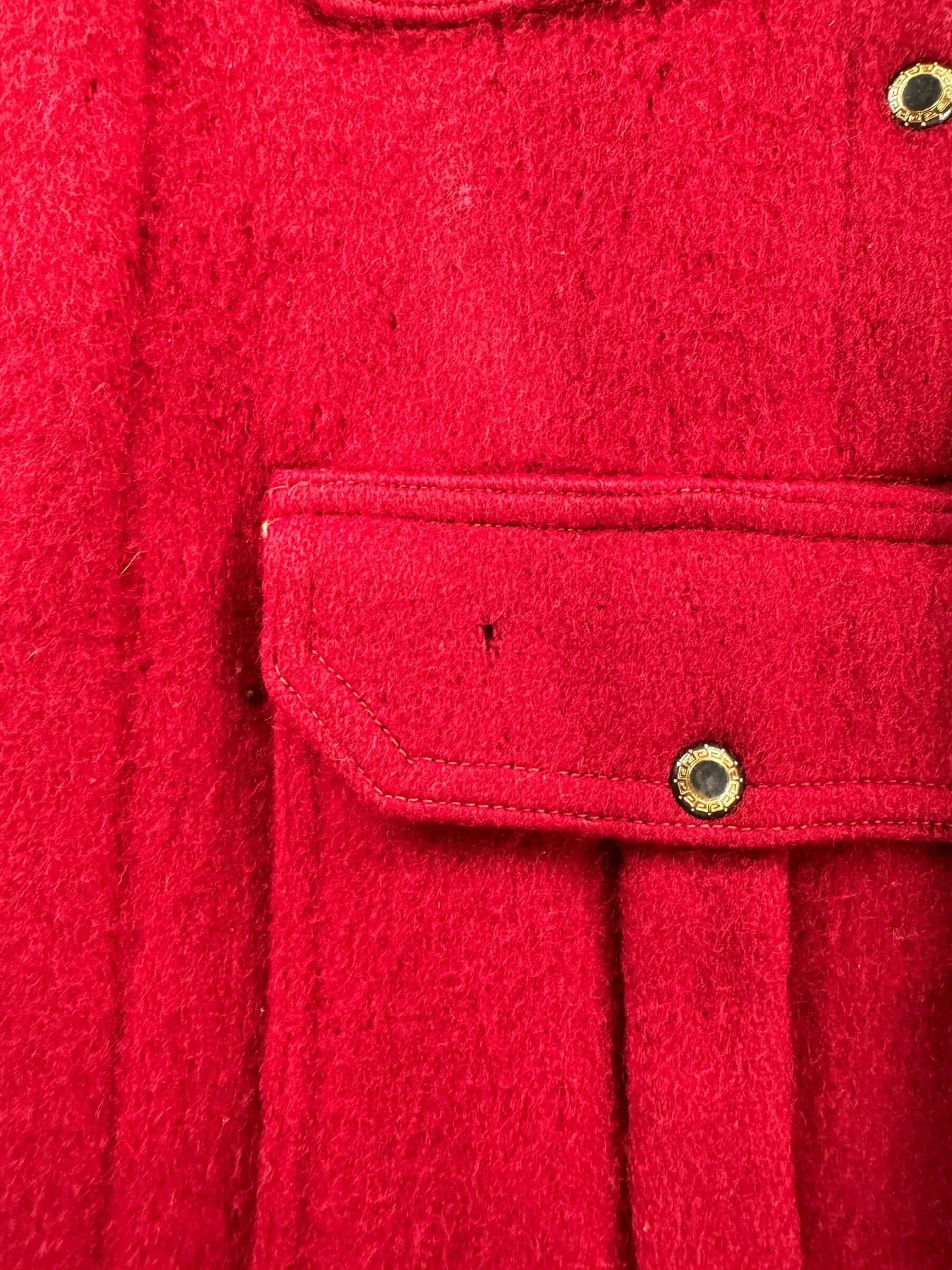 Hole on Vintage Woolrich Burgundy Hooded Wool Jacket SZ 44